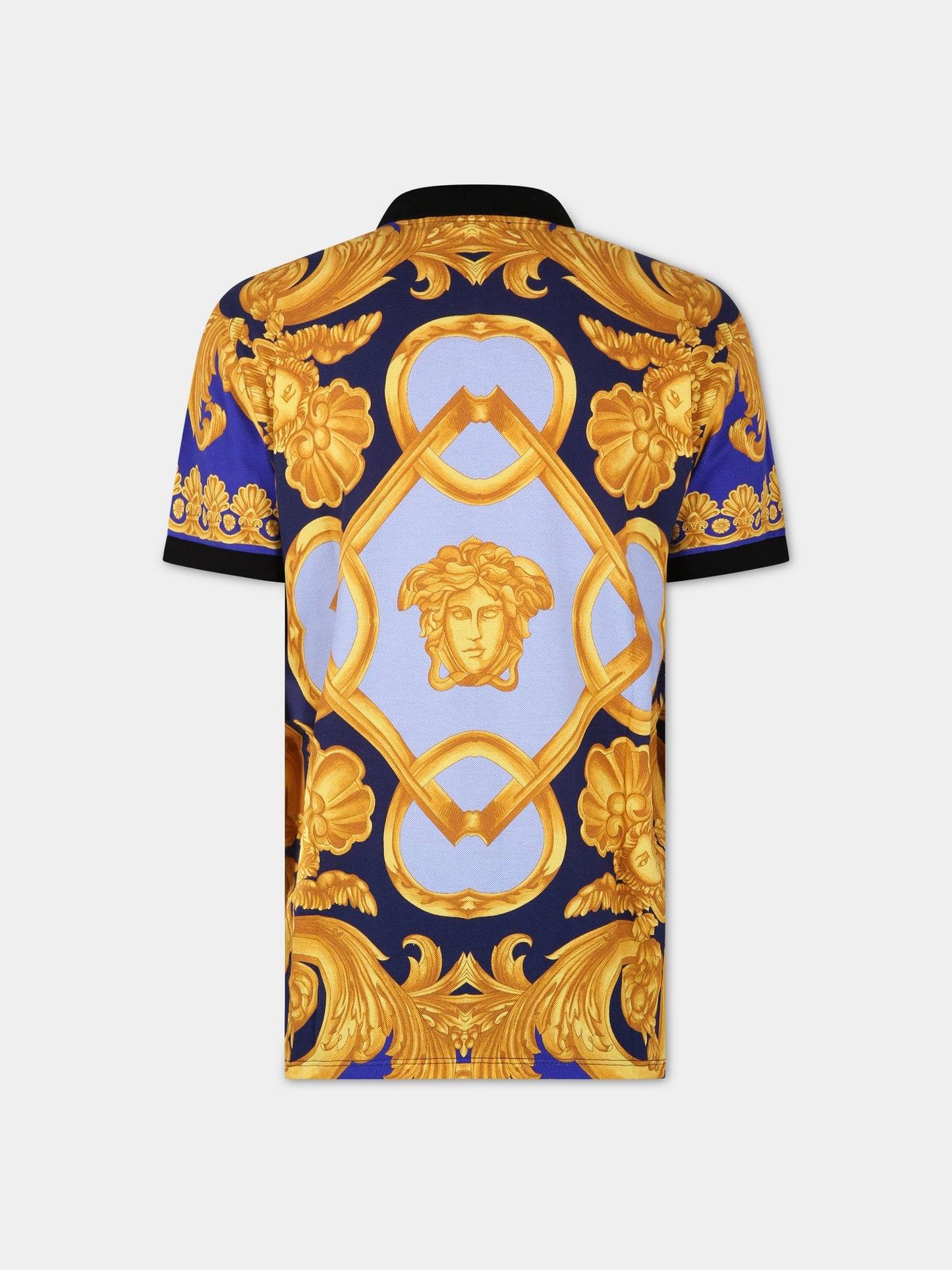 Polo multicolor per bambino con stampa barocco,Versace,1000126 1A06506 5U670