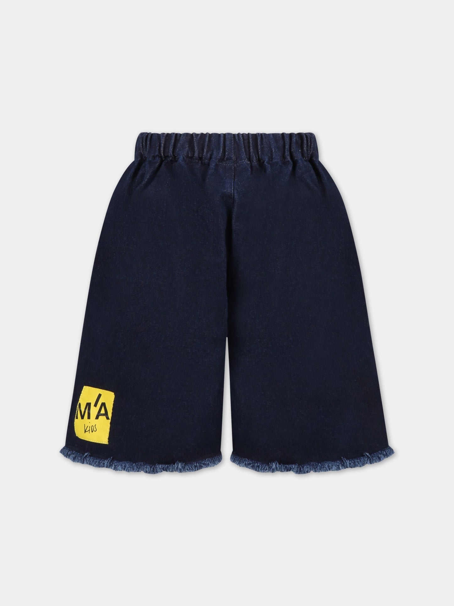 Shorts blu per bambina con patch logato,Marques Almeida,SS23CORETR0171DNM NAVY