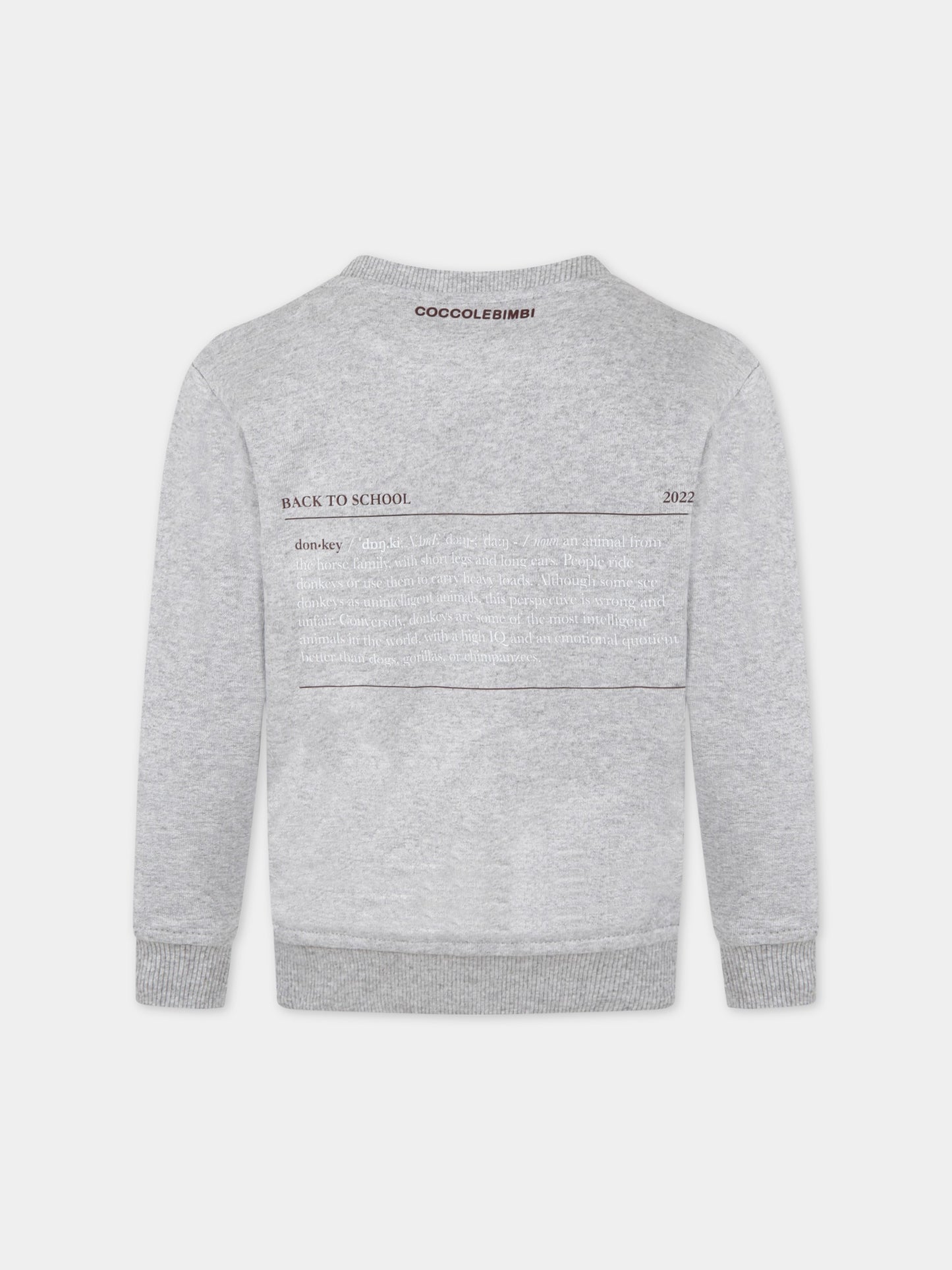 Felpa grigia Back To School ,Coccolebimbi Bts,SWEATSHIRT GRAY