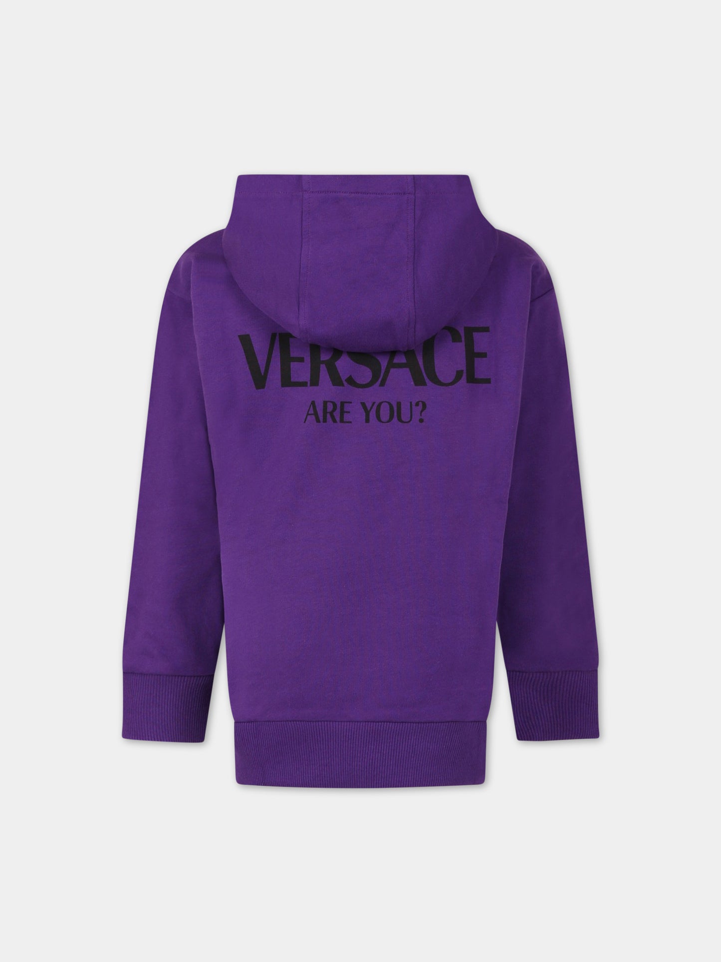 Felpa viola per bambina con logo,Versace,1006744 1A07371 6L270 AY0191