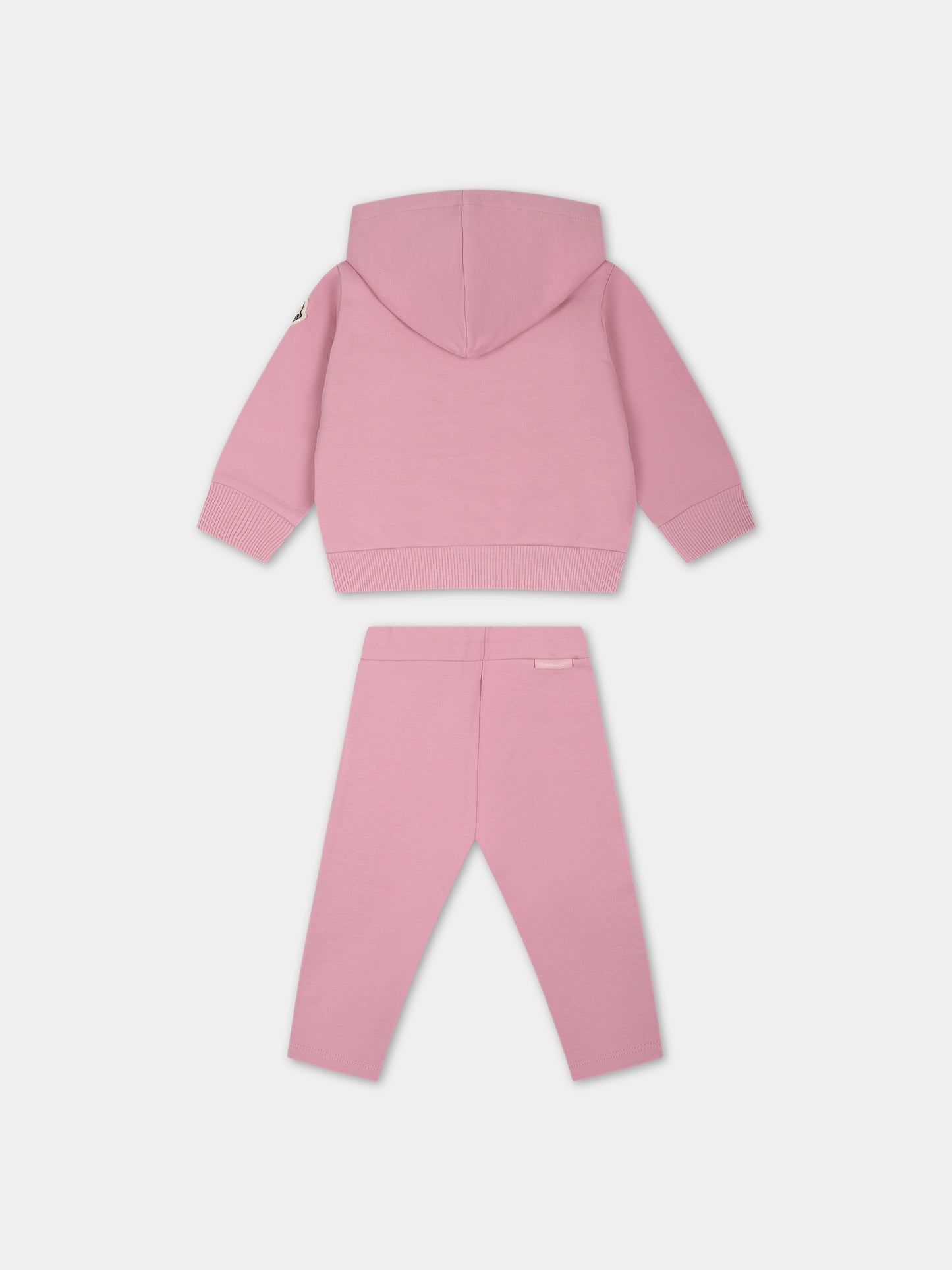 Completo rosa per neonata con logo,Moncler Kids,951 8M00013 89A23 527