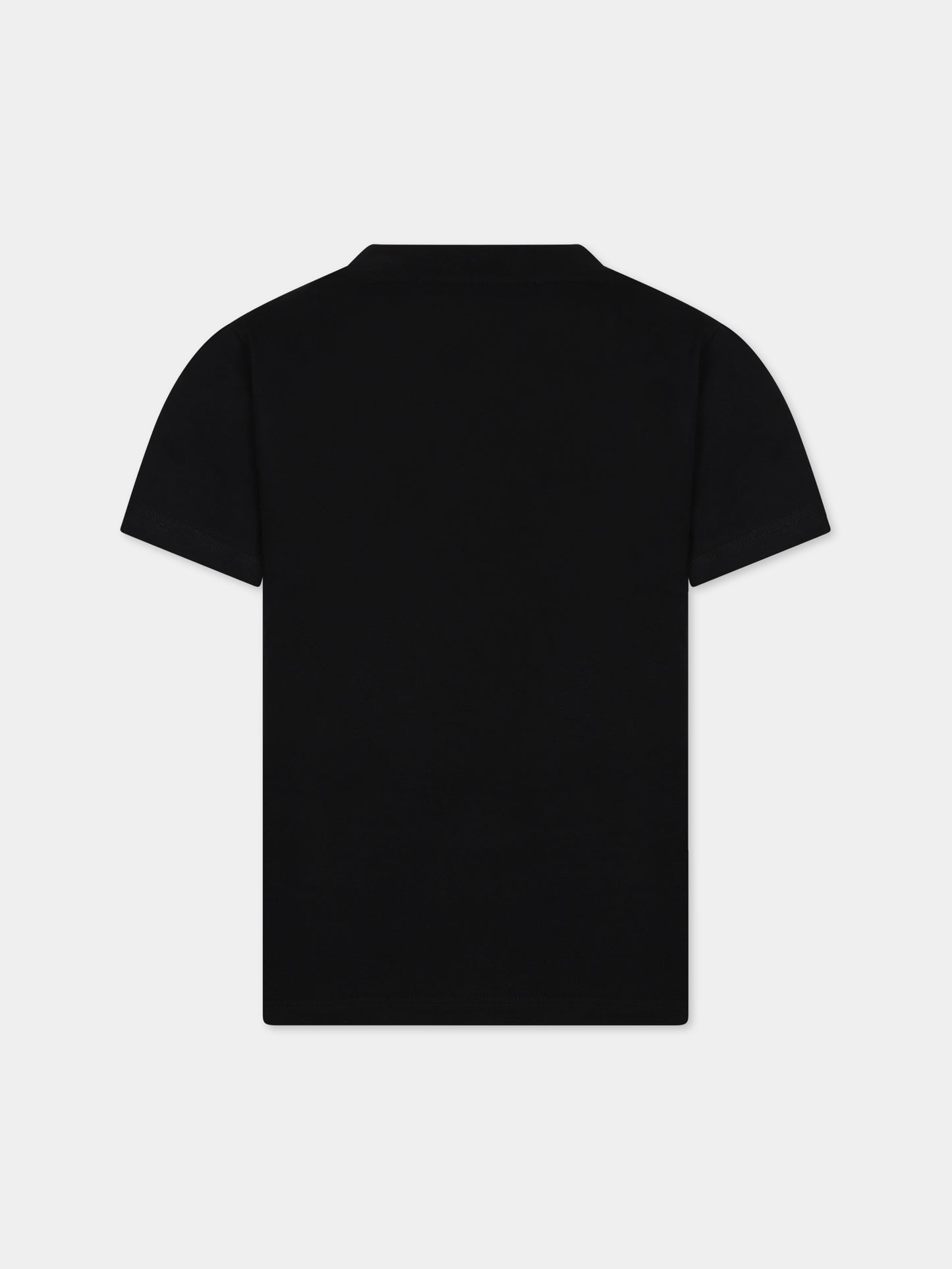 T-shirt nera con iconico logo metallizzato per bambina,Balmain Kids,BT8A81 Z0057 930