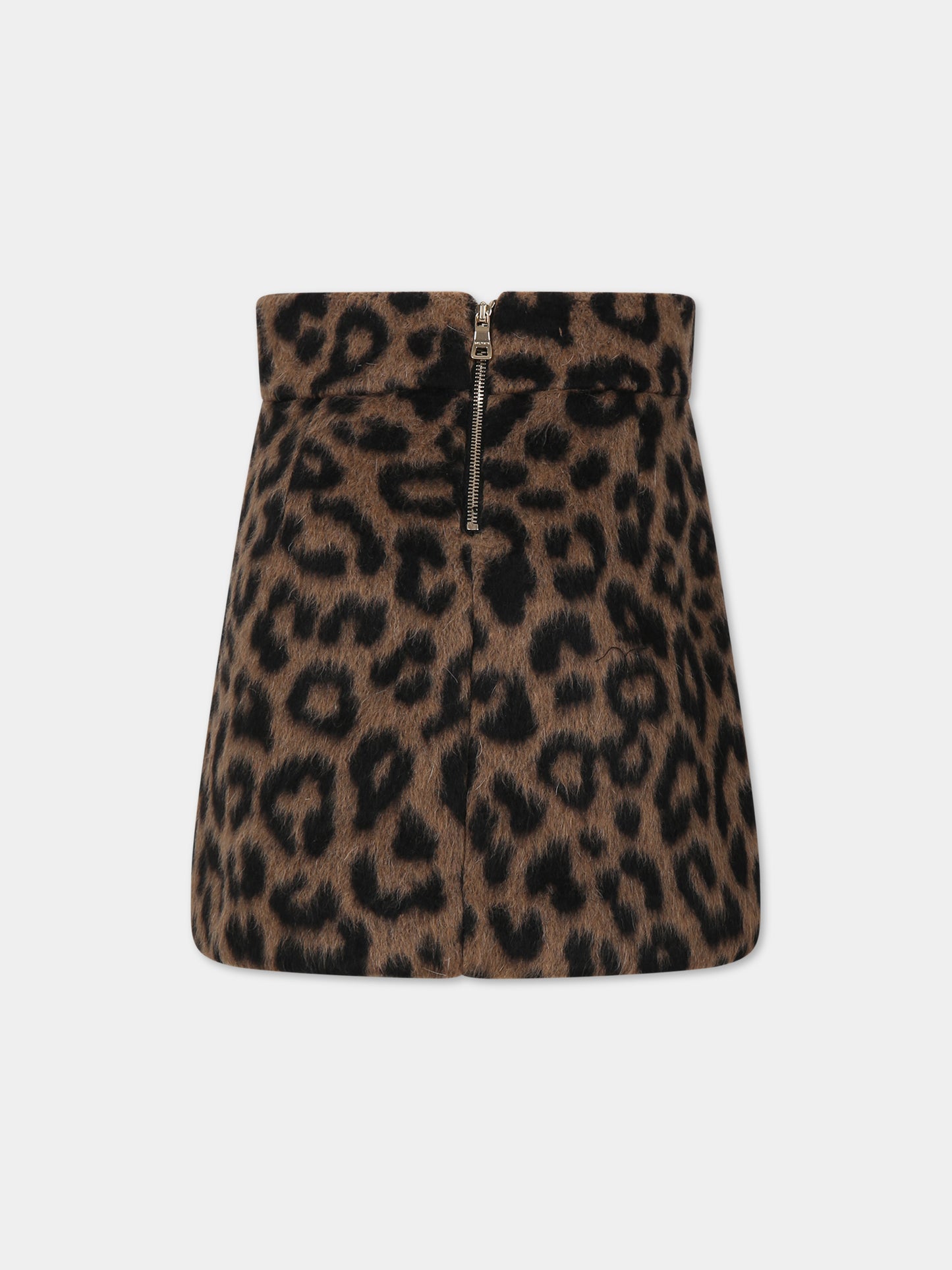 Gonna marrone per bambina con logo,Balmain Kids,BT7A51 E0121 315NE