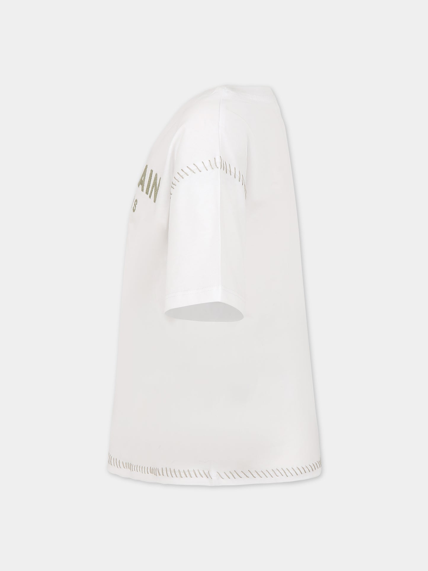 T-shirt bianca per bambini con logo,Balmain Kids,BT8Q11 Z0082 100