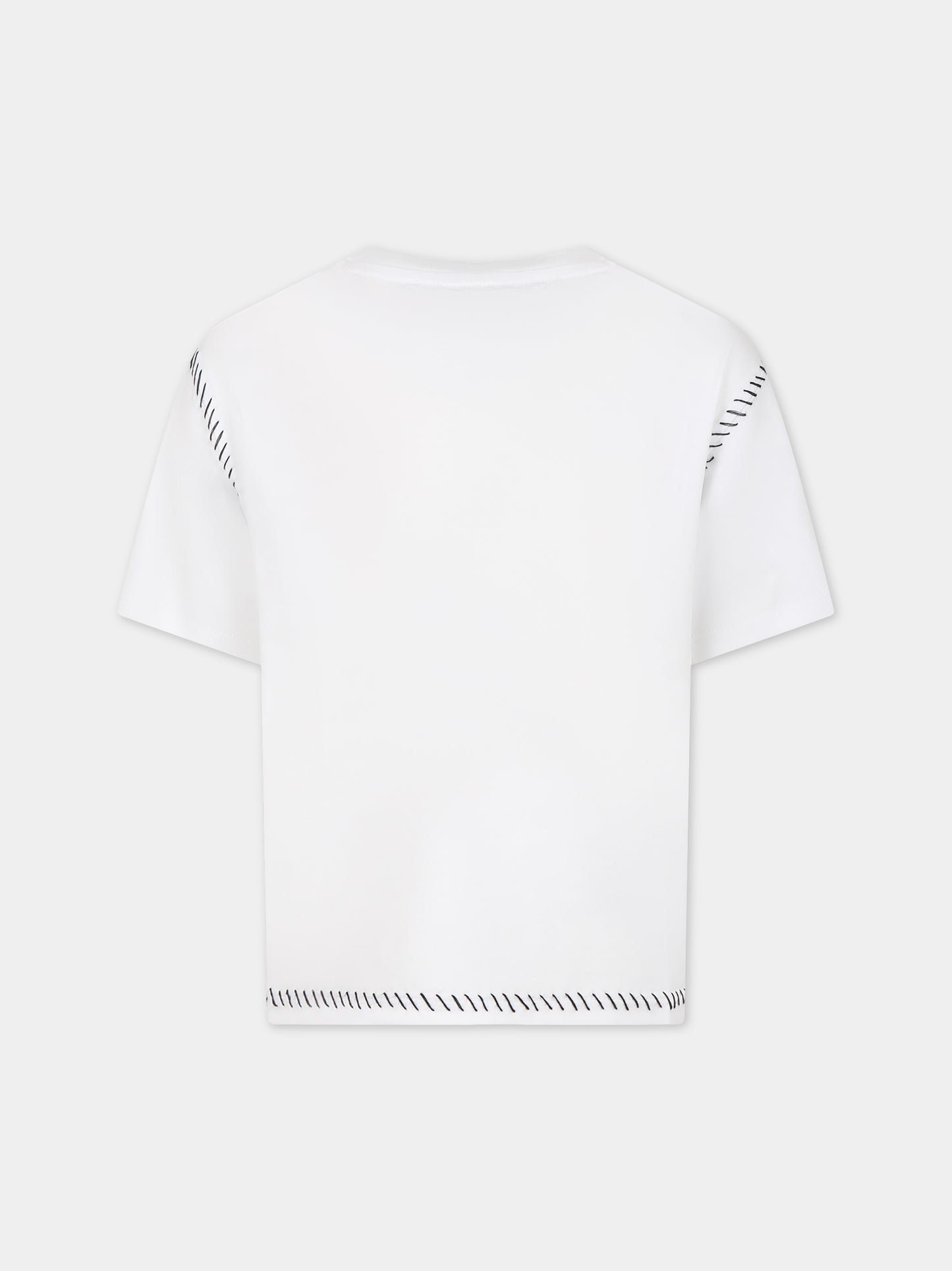 T-shirt bianca per bambini con logo,Balmain Kids,BT8Q11 Z0082 100NE