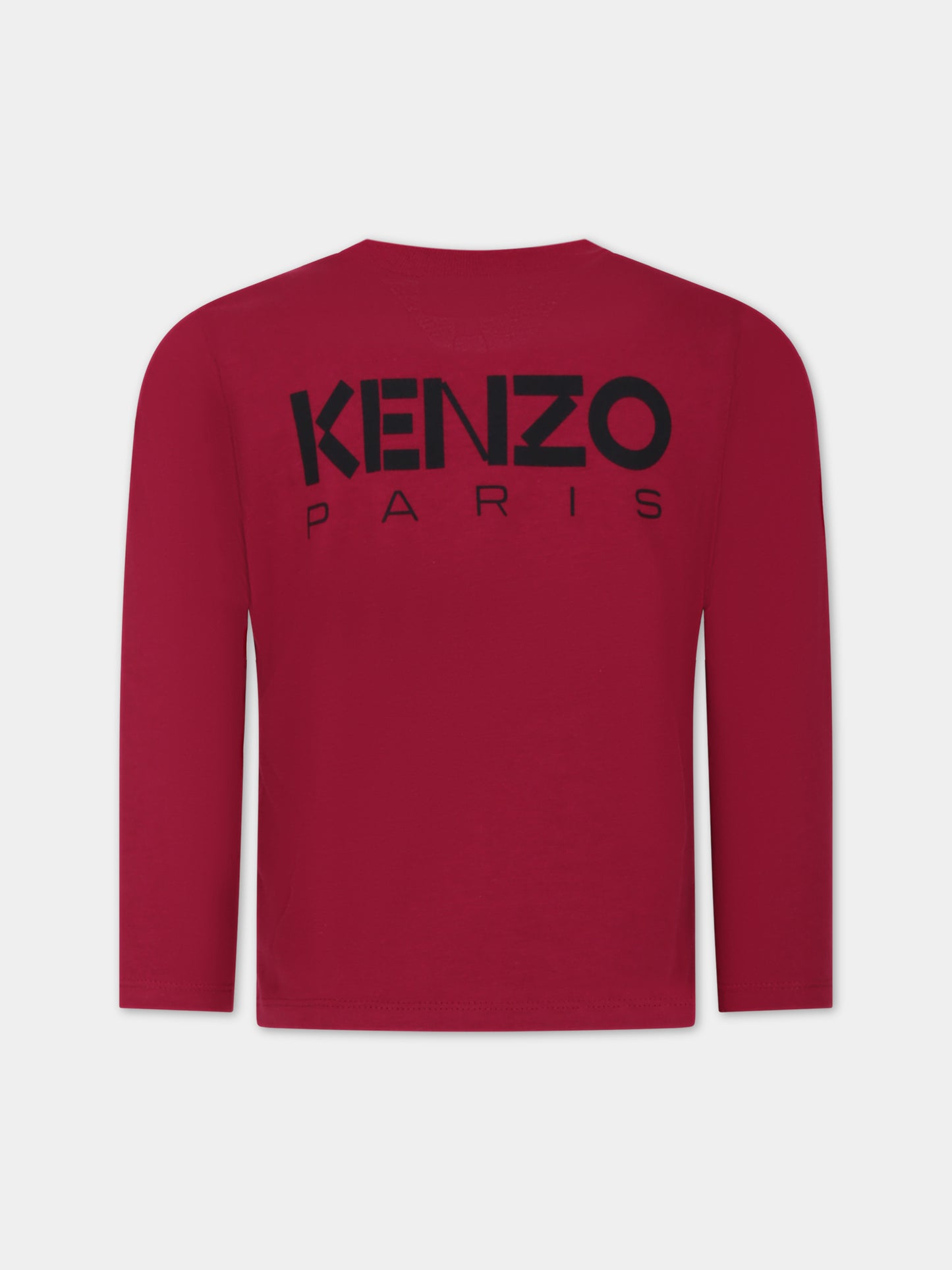 T-shirt bordeaux per bambina con fiore,Kenzo Kids,K15710 95F