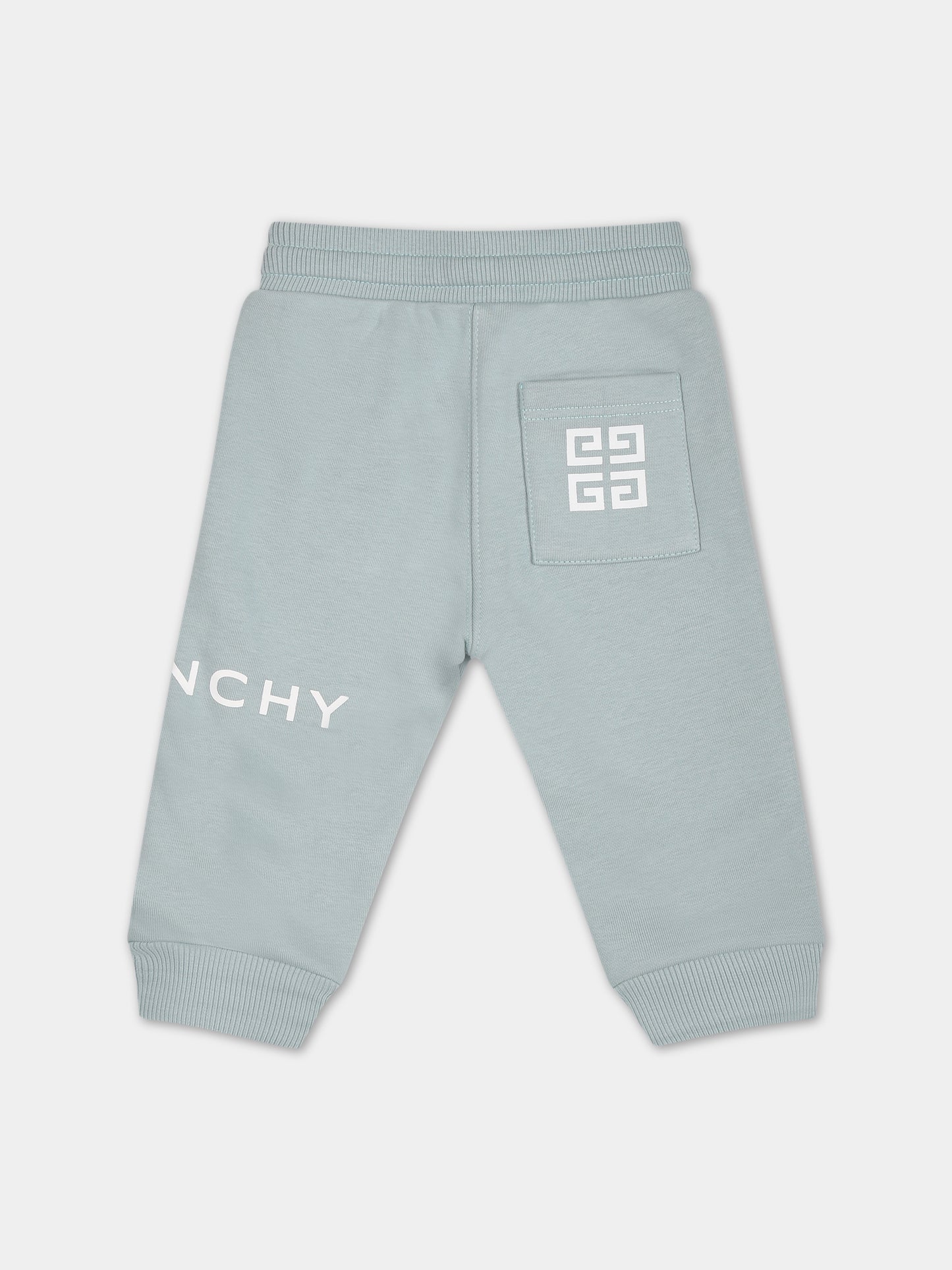 Pantaloni celesti per neonato con logo,Givenchy Kids,H04169 773