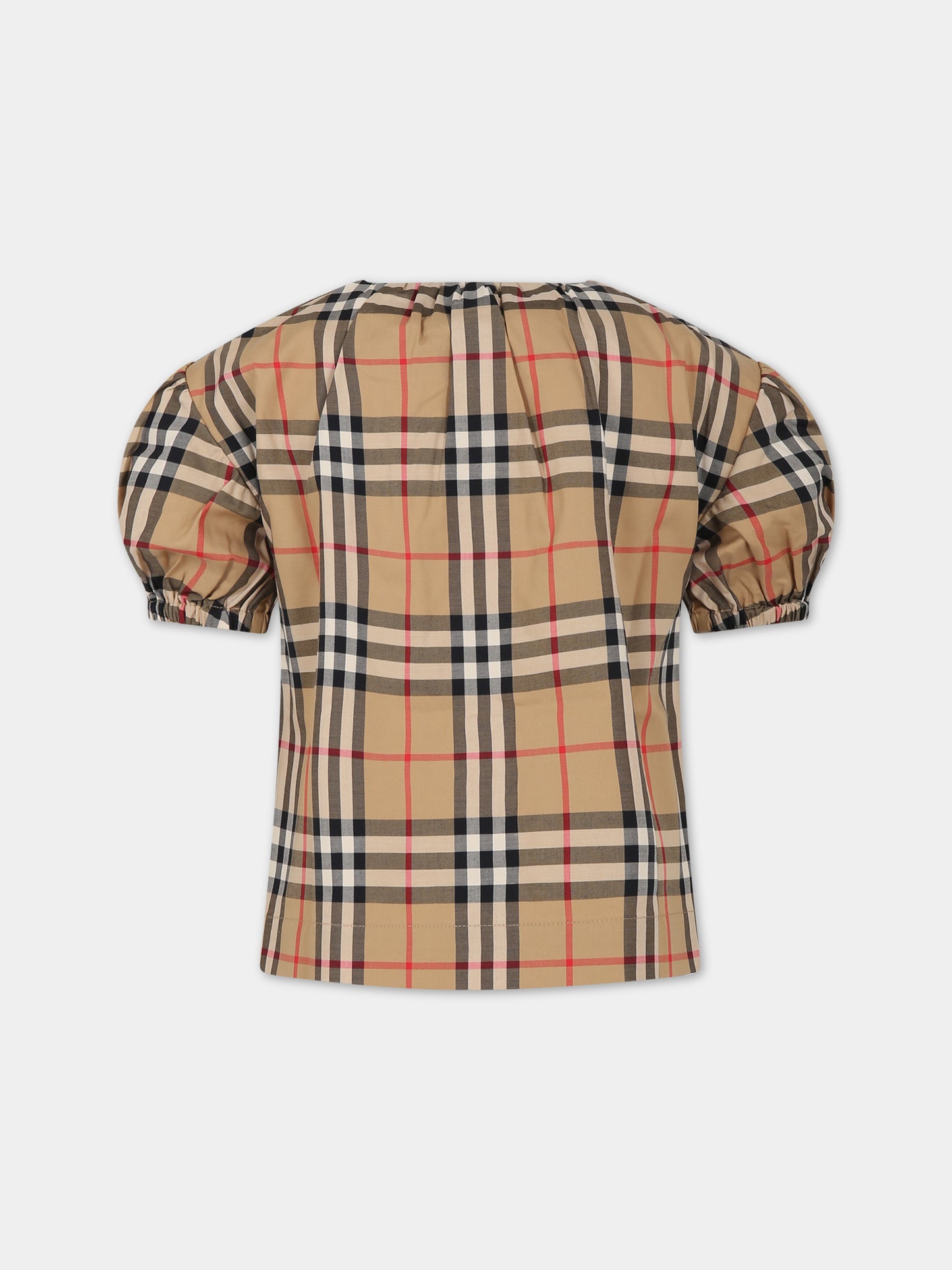 Camicia beige per bambina con iconico check vintage,Burberry Kids,8072346