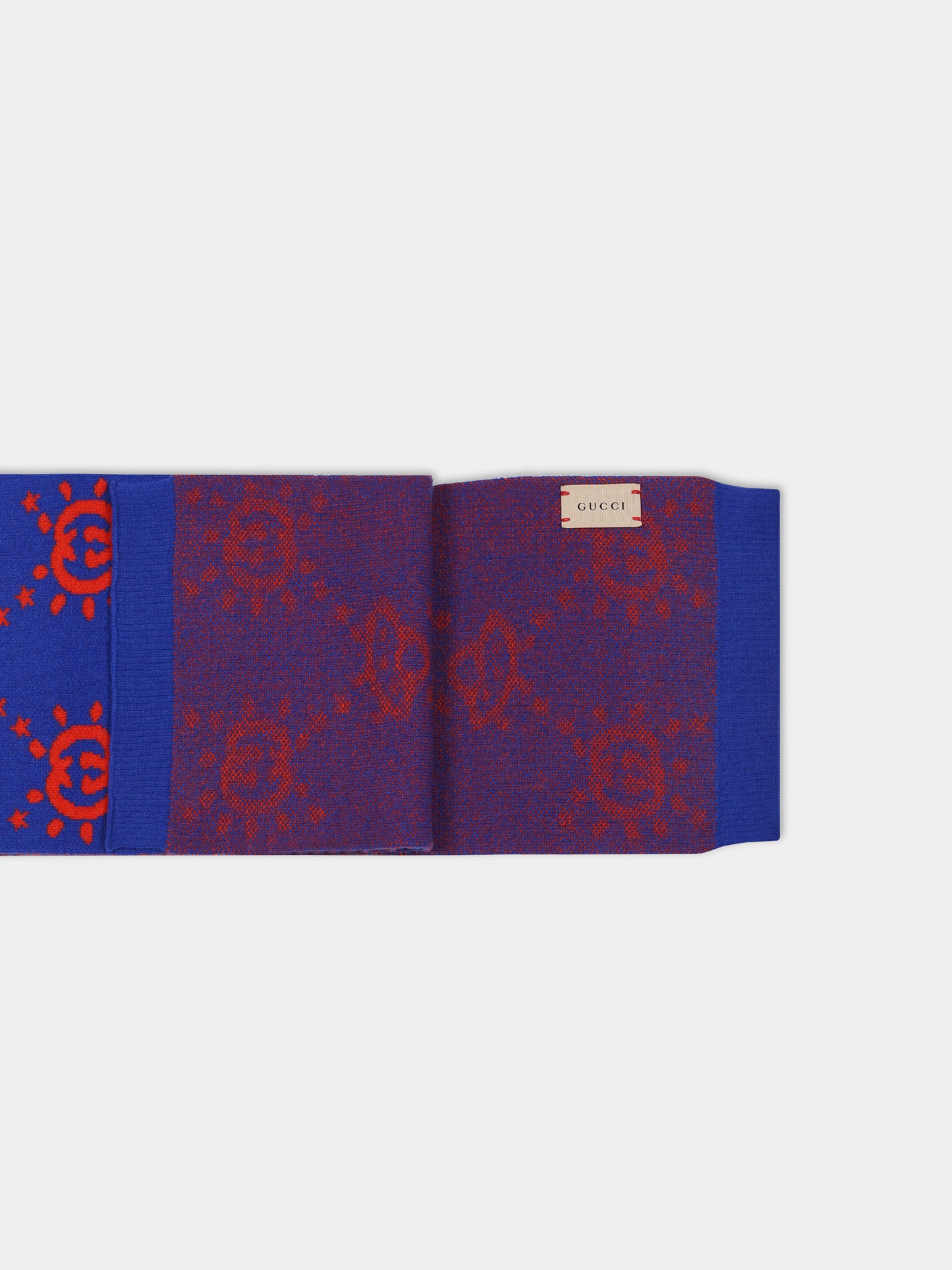 Sciarpa blu per bambino con doppia G,Gucci Kids,748424 4K206 4374