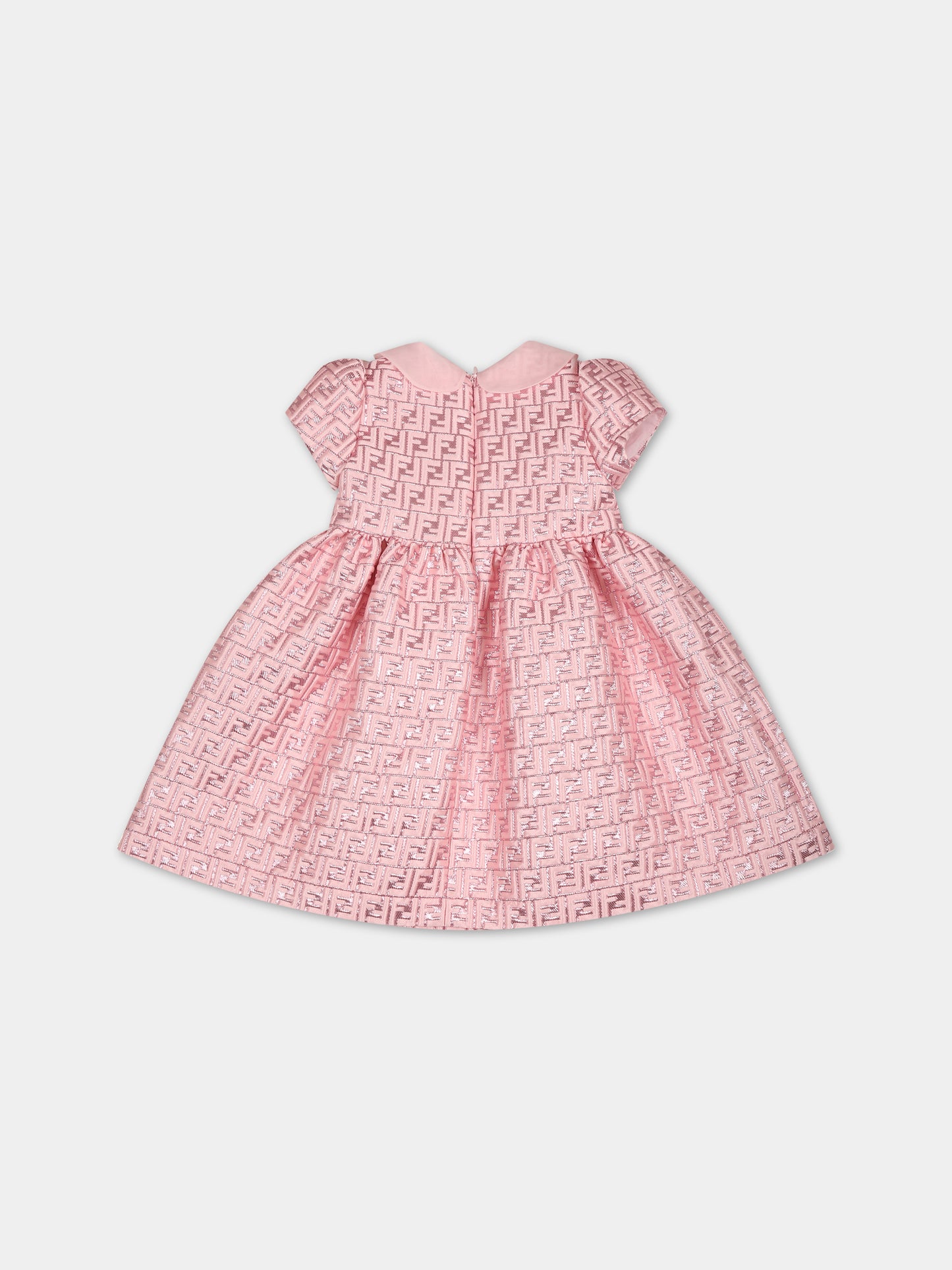 Vestito rosa per neonata con iconica doppia F,Fendi Kids,BFB461 AMJ4 F0U0J