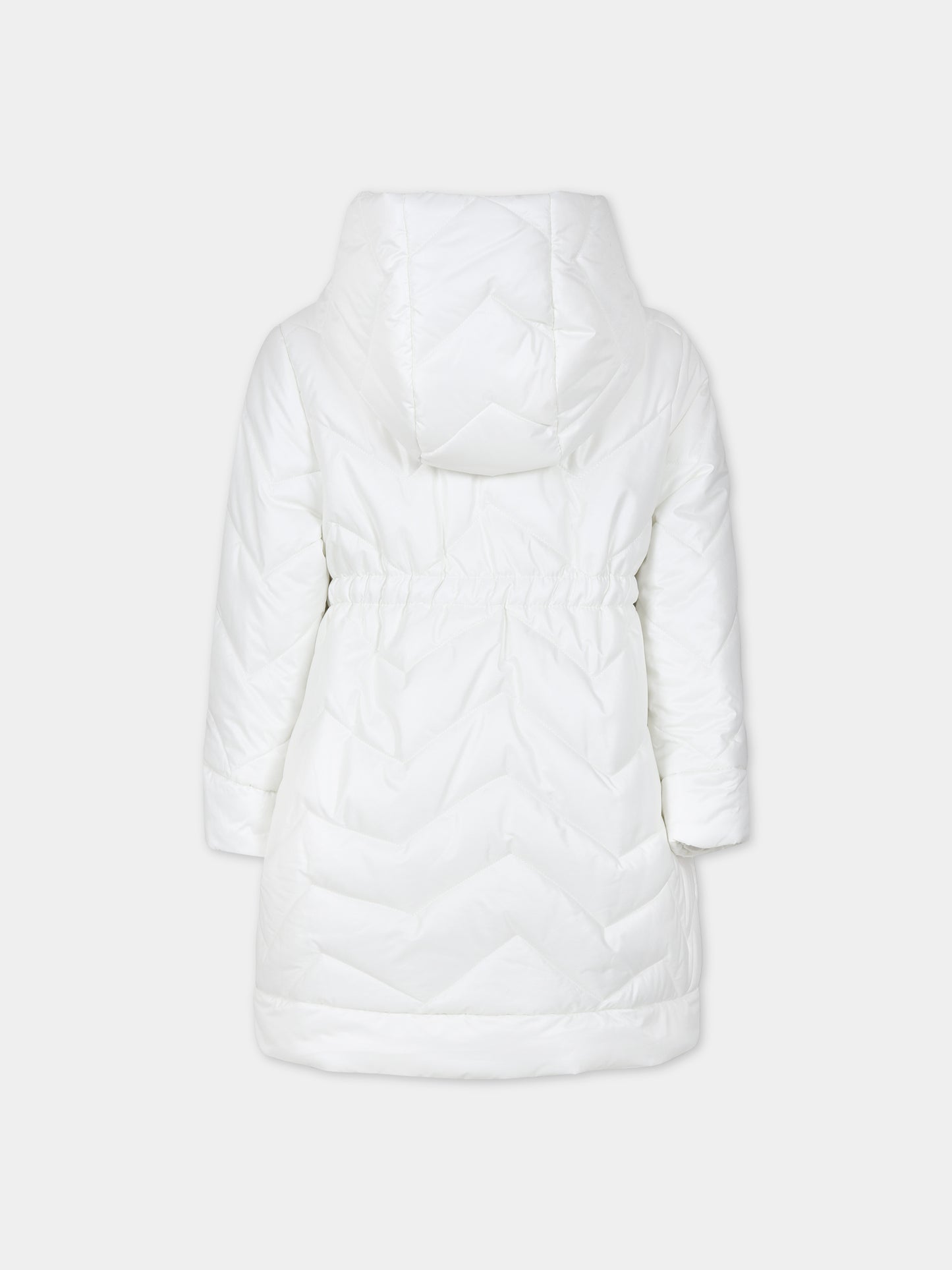 Piumino bianco per bambina con logo,Monnalisa,17B101 2408 0001