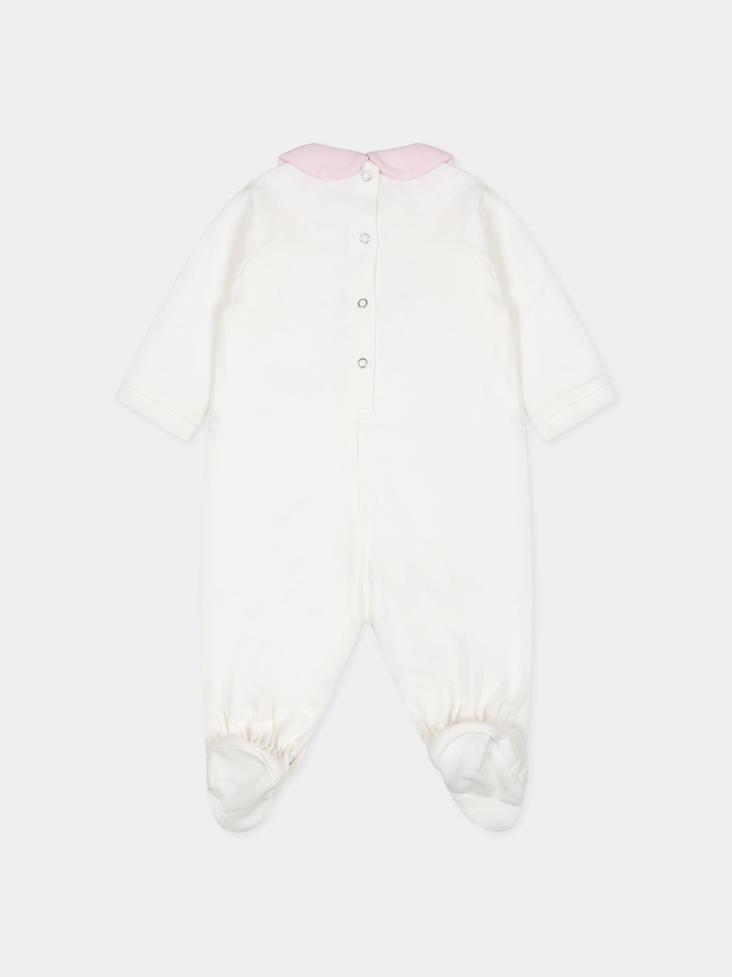 Tutina bianca per neonata con logo e cuori,Monnalisa,35B201 2004 0001