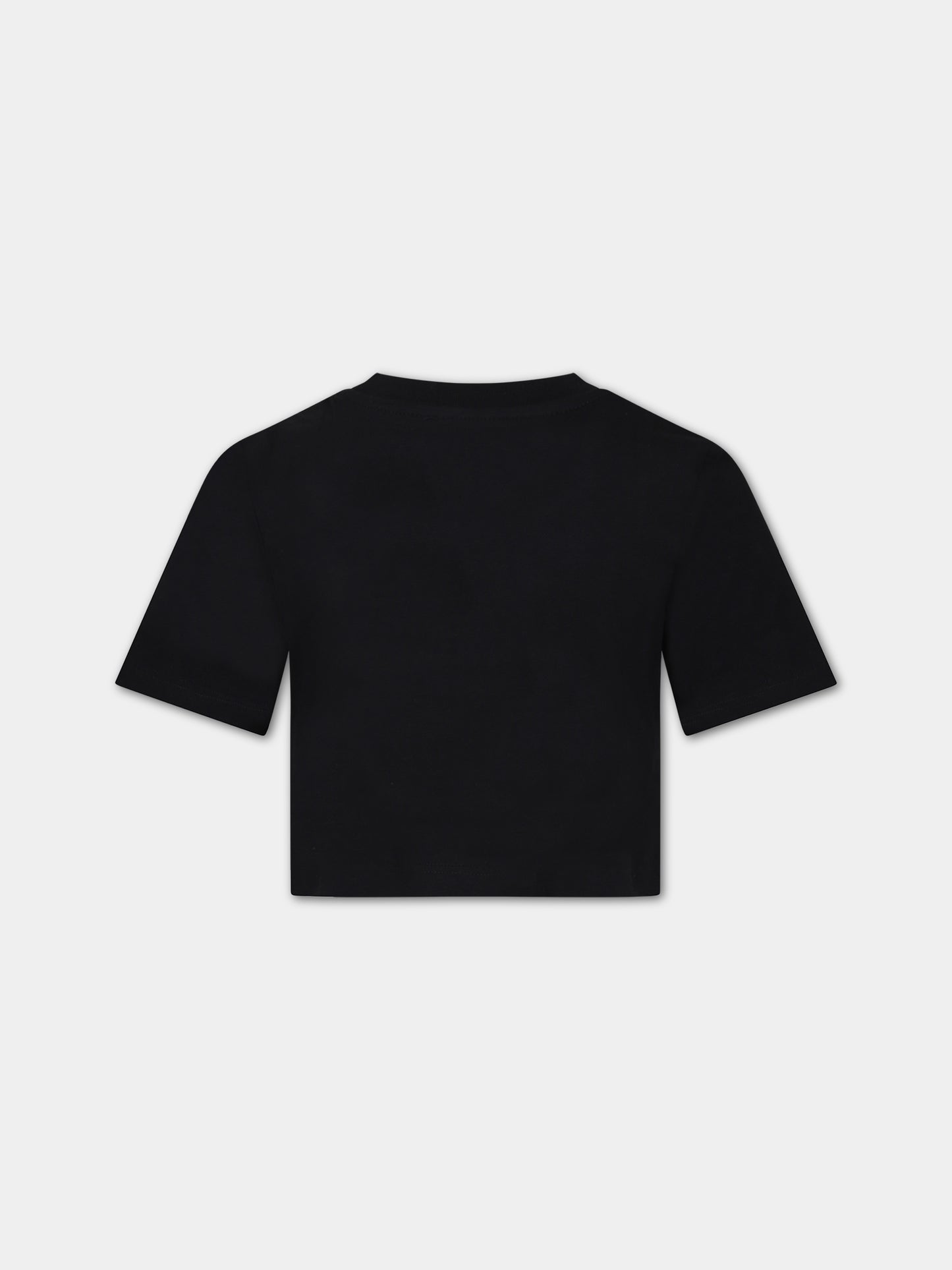 T-shirt nera per bambina con logo,Msgm Kids,F3MSJGTH083 110