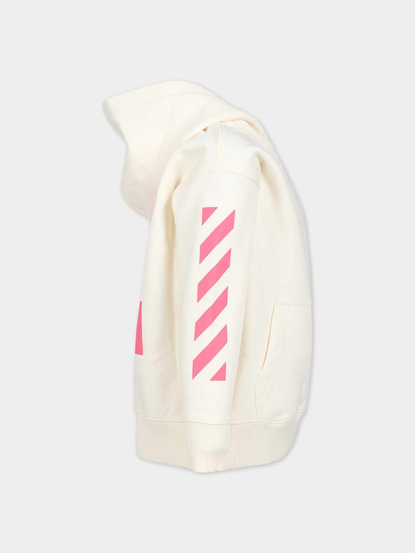 Felpa bianca per bambina con logo,Off White,OGBB002F23FLE0010332