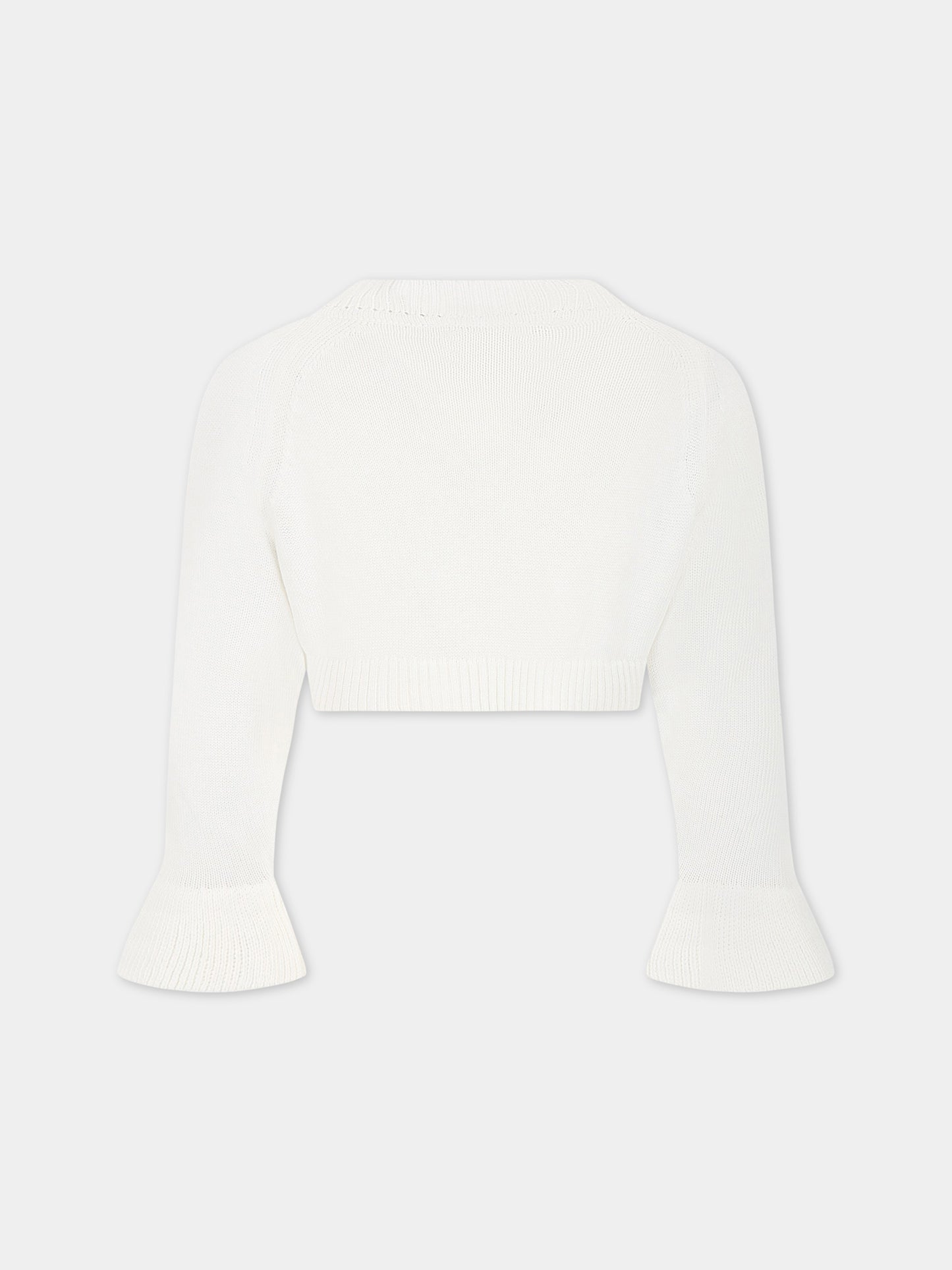 Coprispalla avorio per bambina con fiocco,Raffaella,COC/VOL PANNA