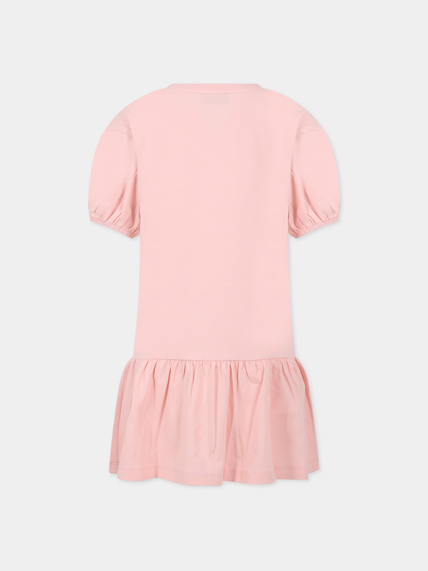 Vestito rosa per bambina con logo e Teddy bear,Moschino Kids,HDV0CQ LBA10 50209