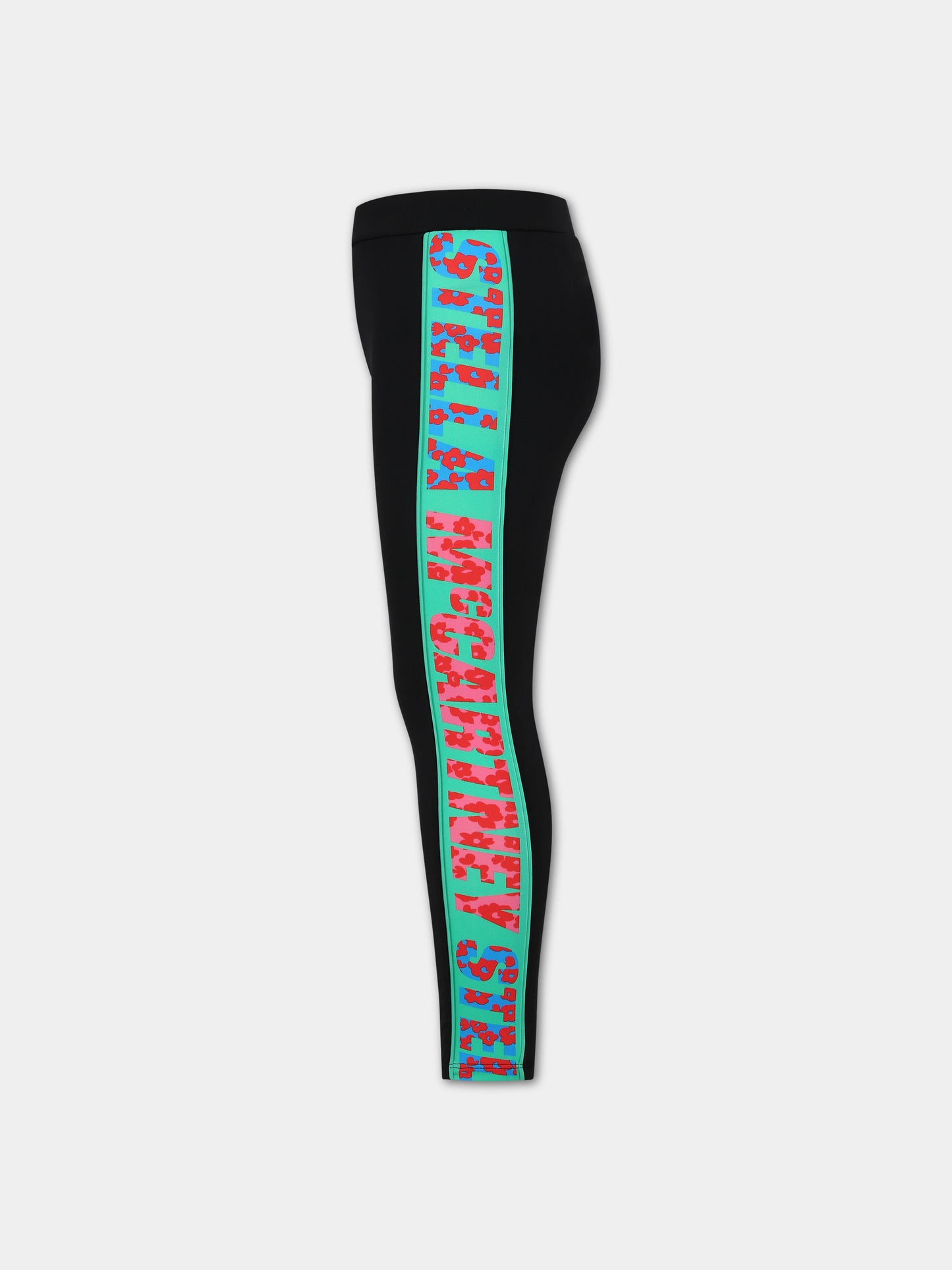 Leggings neri per bambina con logo,Stella Mccartney Kids,8R6A50 Z0407 930