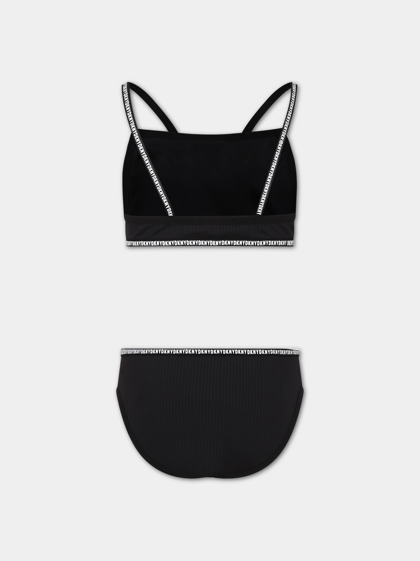 Bikini nero per bambina con logo,Dkny,D37116 09B