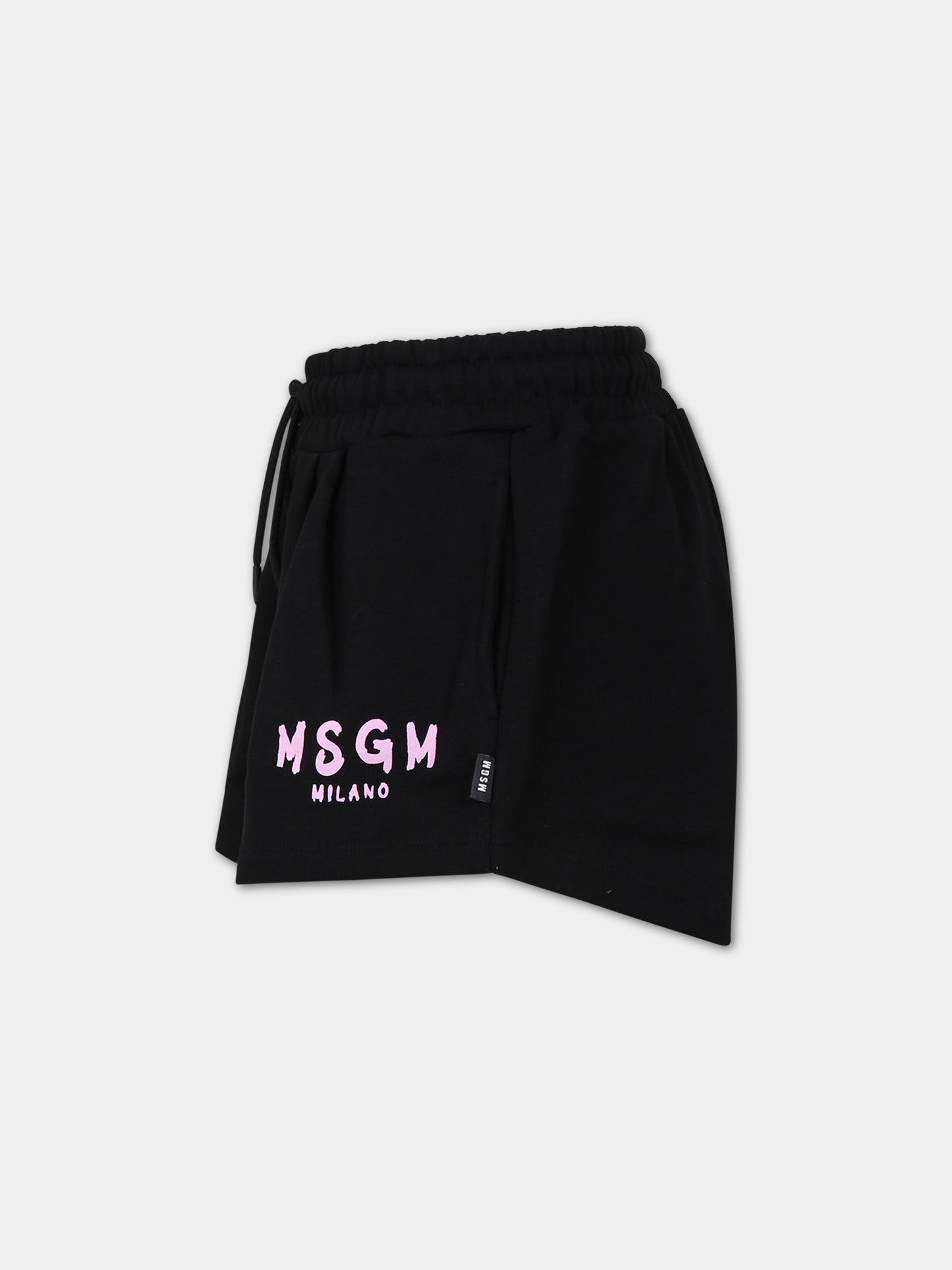 Shorts neri per bambina con logo,Msgm Kids,MS029329 110/08