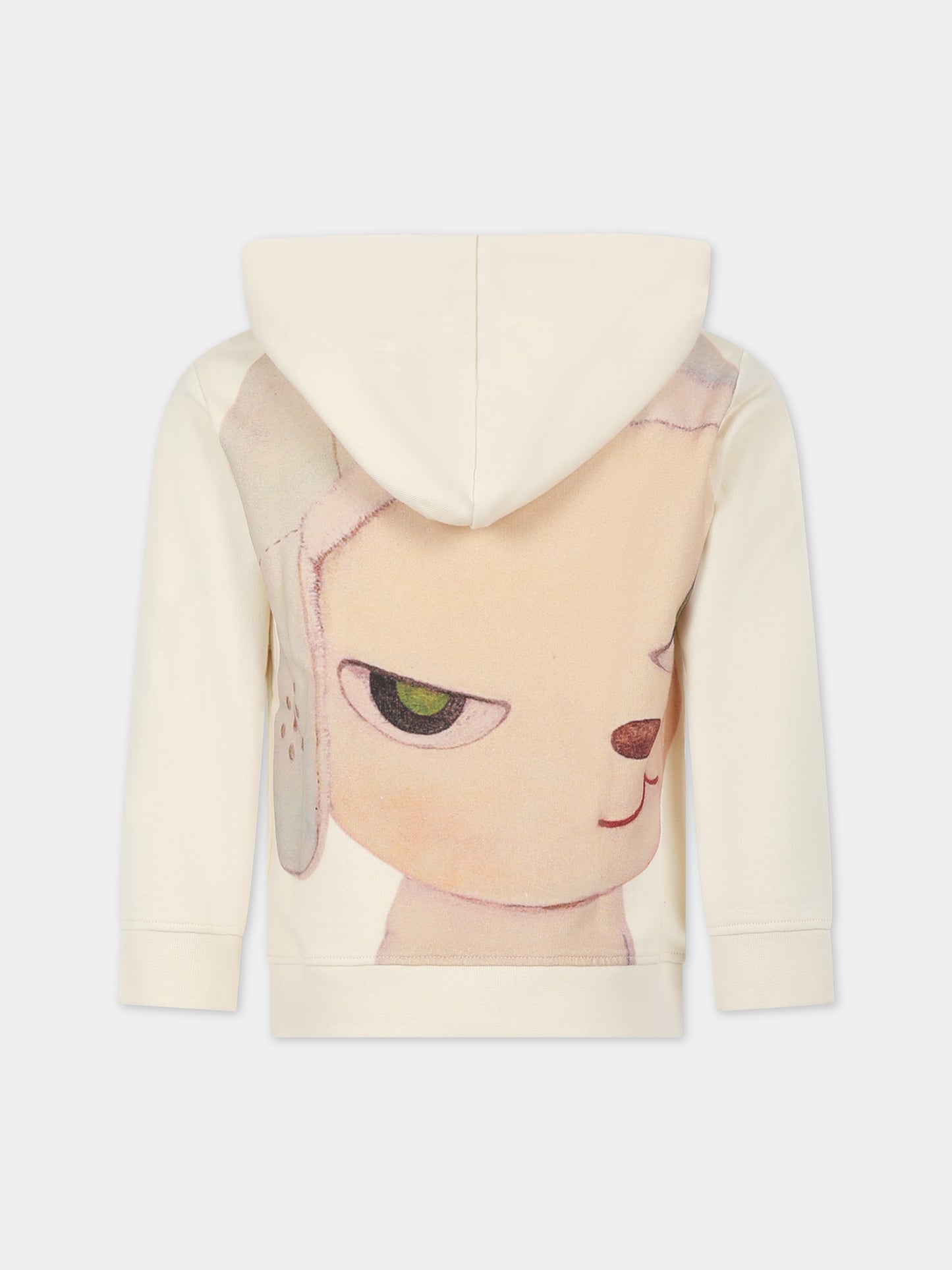 Felpa avorio per bambina con logo e stampa,Stella Mccartney Kids,TS4D40 Z0499 106