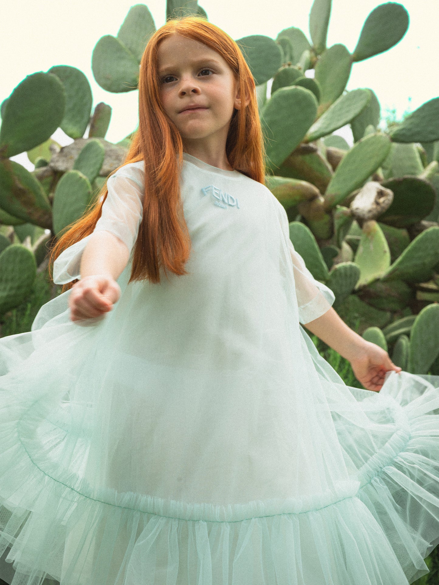 Robe verte pour fille avec logo