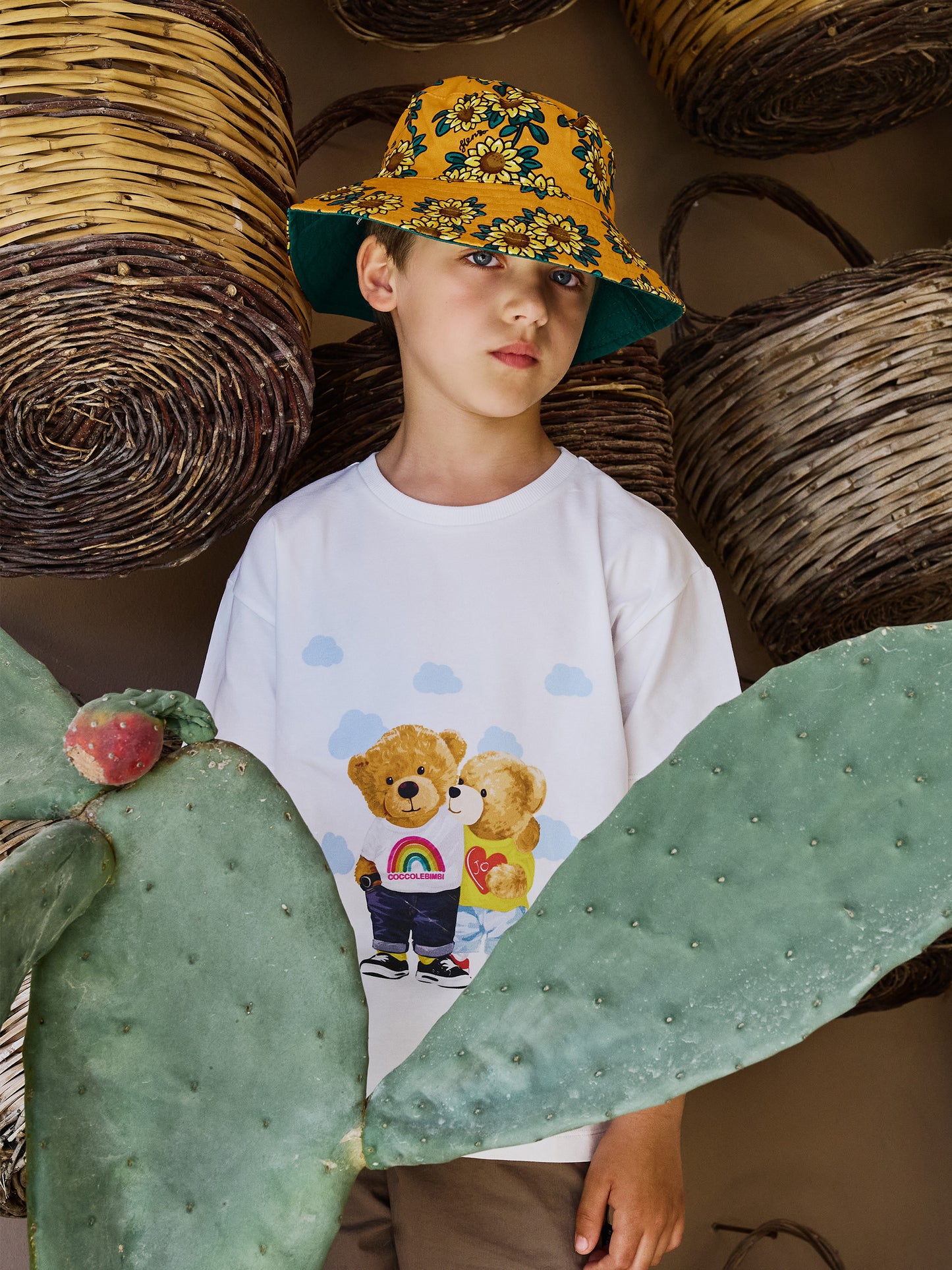 T-shirt blanc pour enfants avec ours