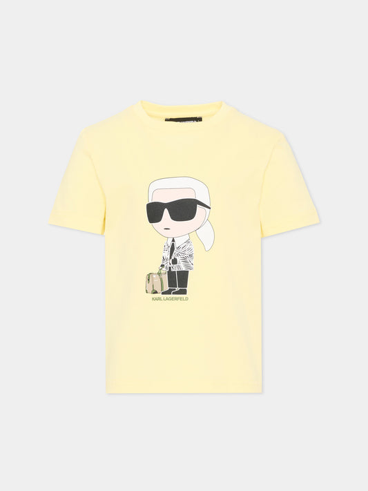 T-Shirt jaune pour garçon avec Ikonik Karl