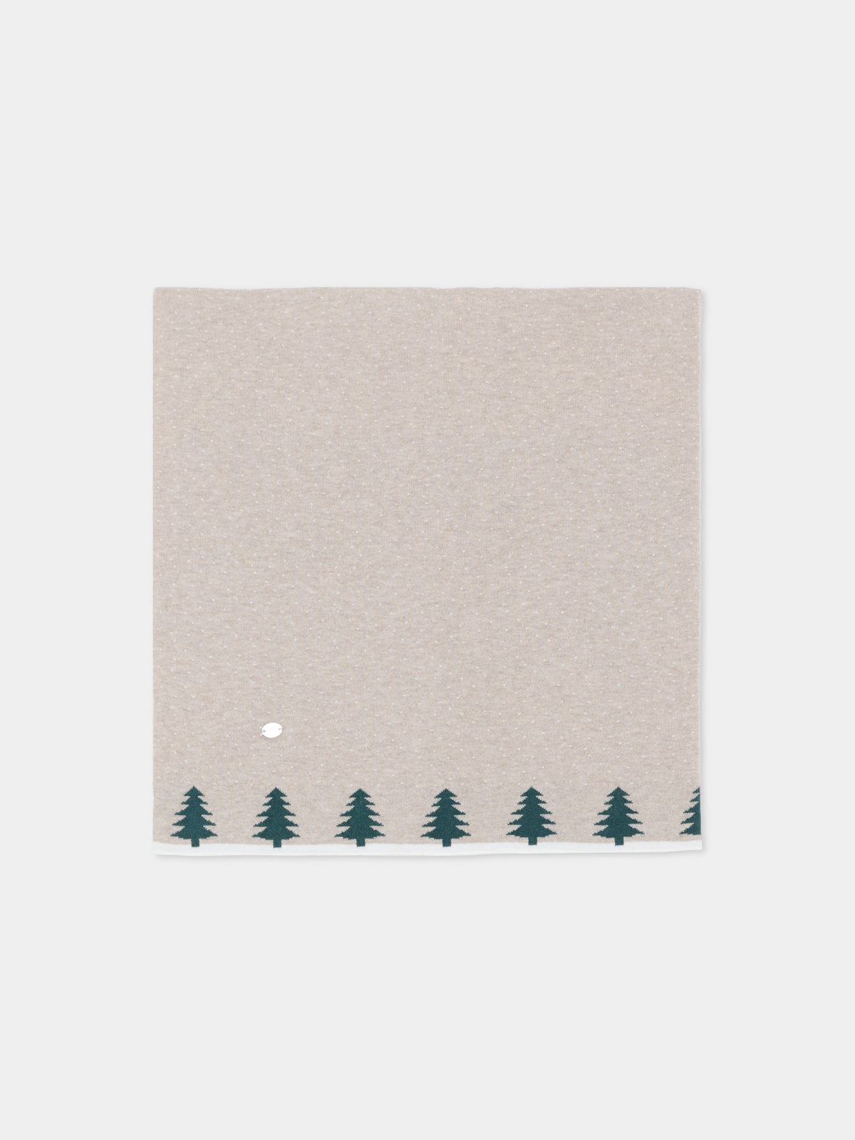 Couverture beige pour bébés en tricot avec des arbres