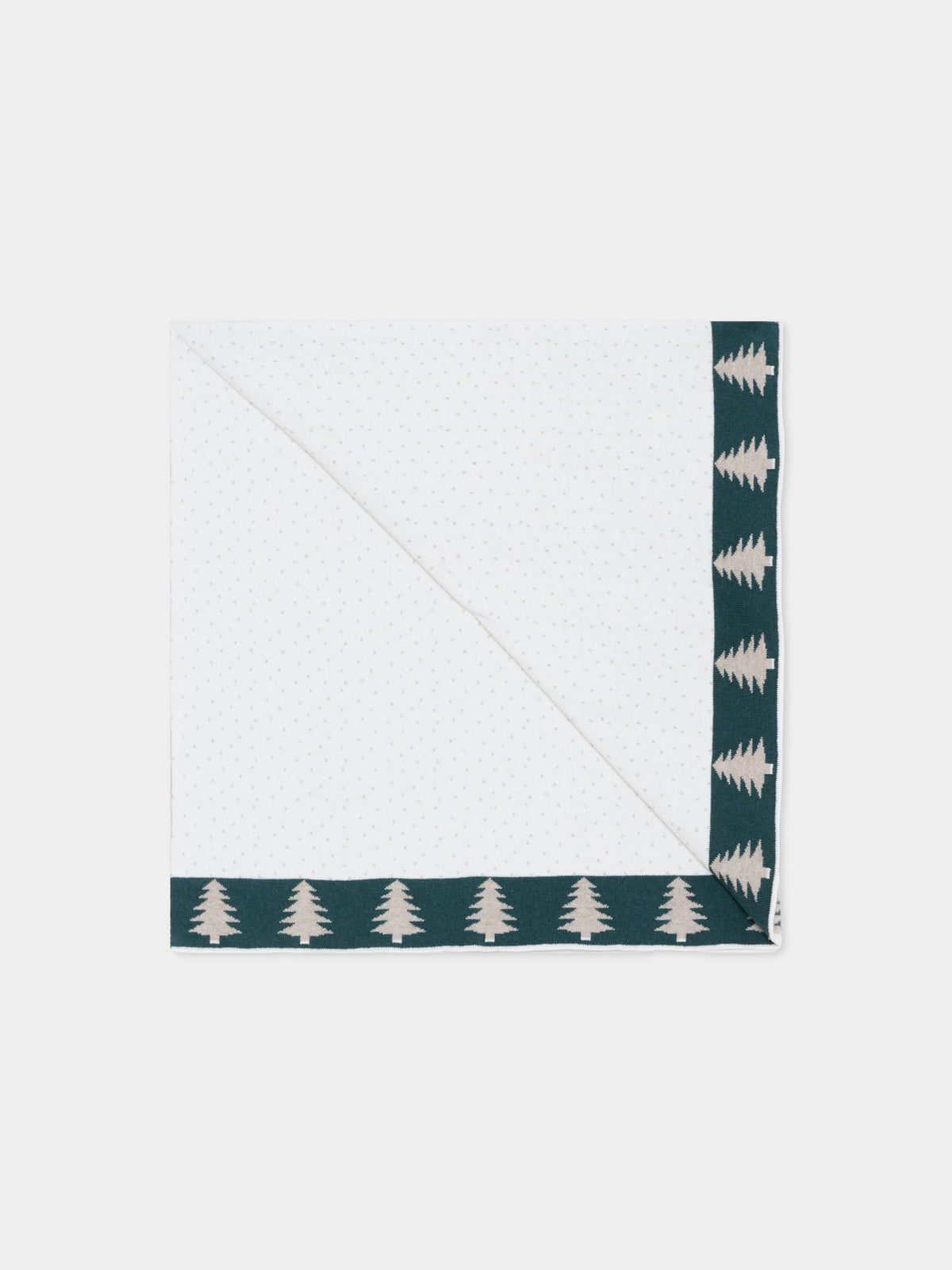 Couverture beige pour bébés en tricot avec des arbres
