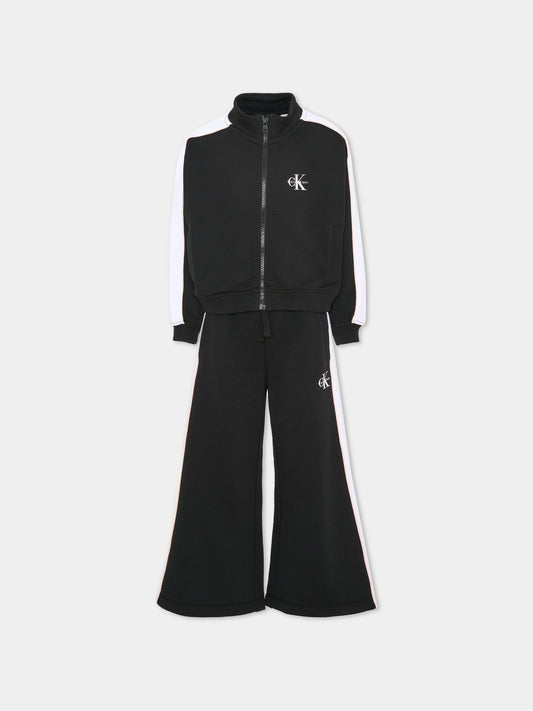 Ensemble de sport long noir avec logo pour fille