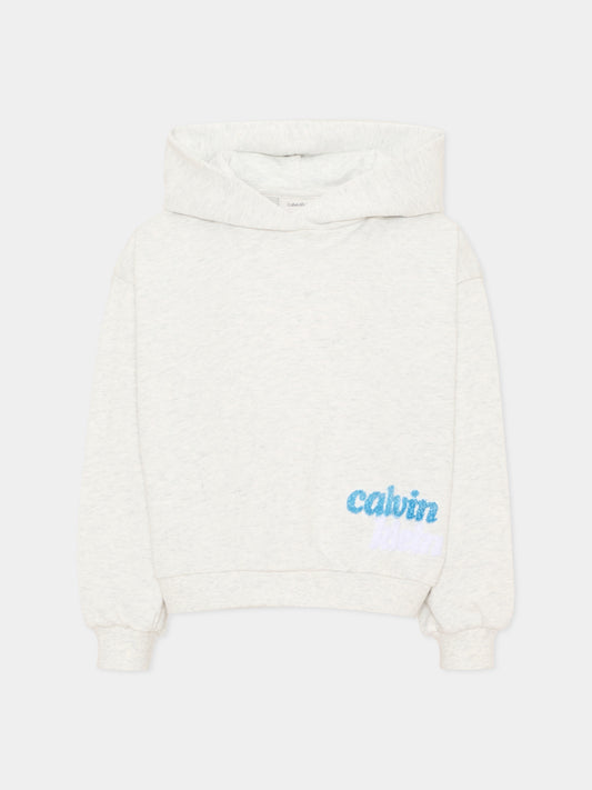 Sweat à capuche gris pour garçon avec logo