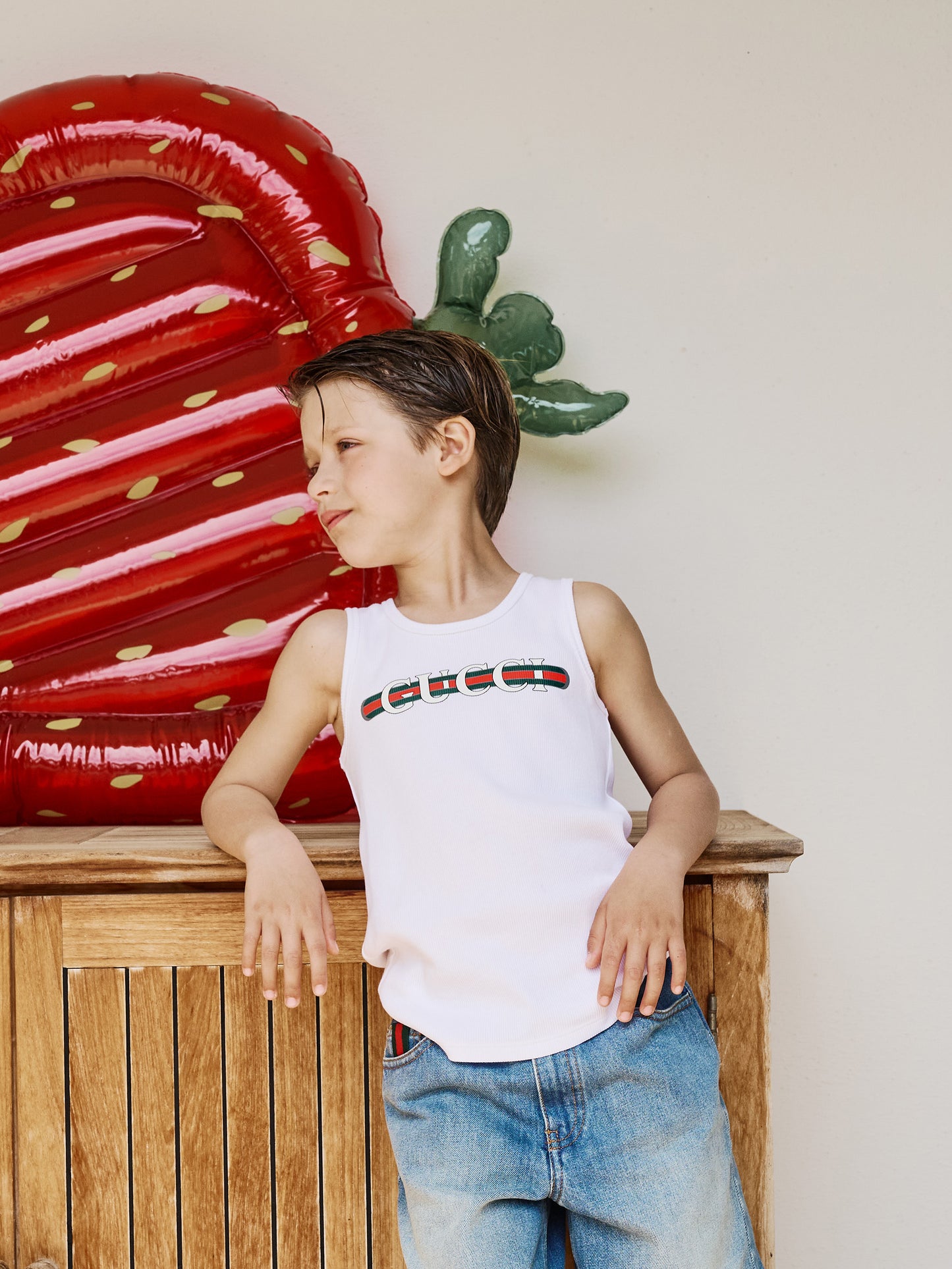 Débardeur blanc pour enfants avec logo