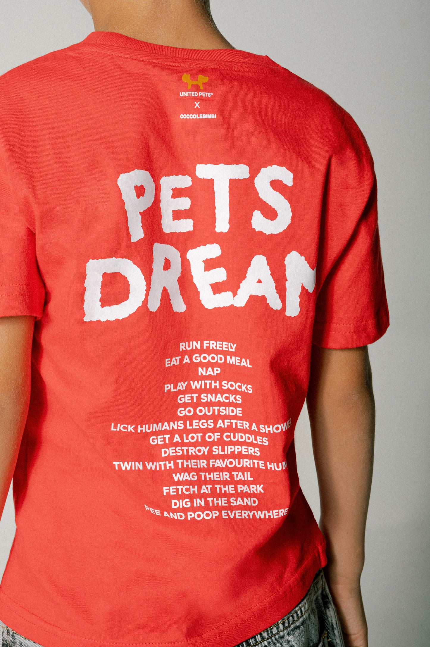 T-shirt rouge pour enfants Pets Dream