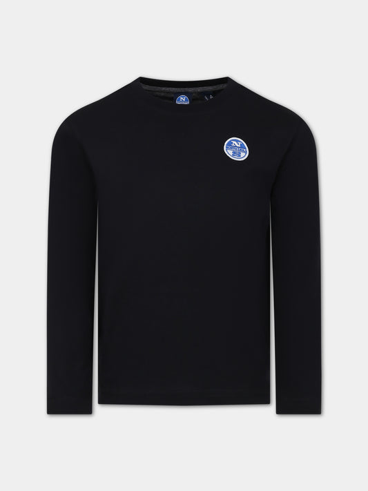 T-shirt noire pour garçon avec patch du logo