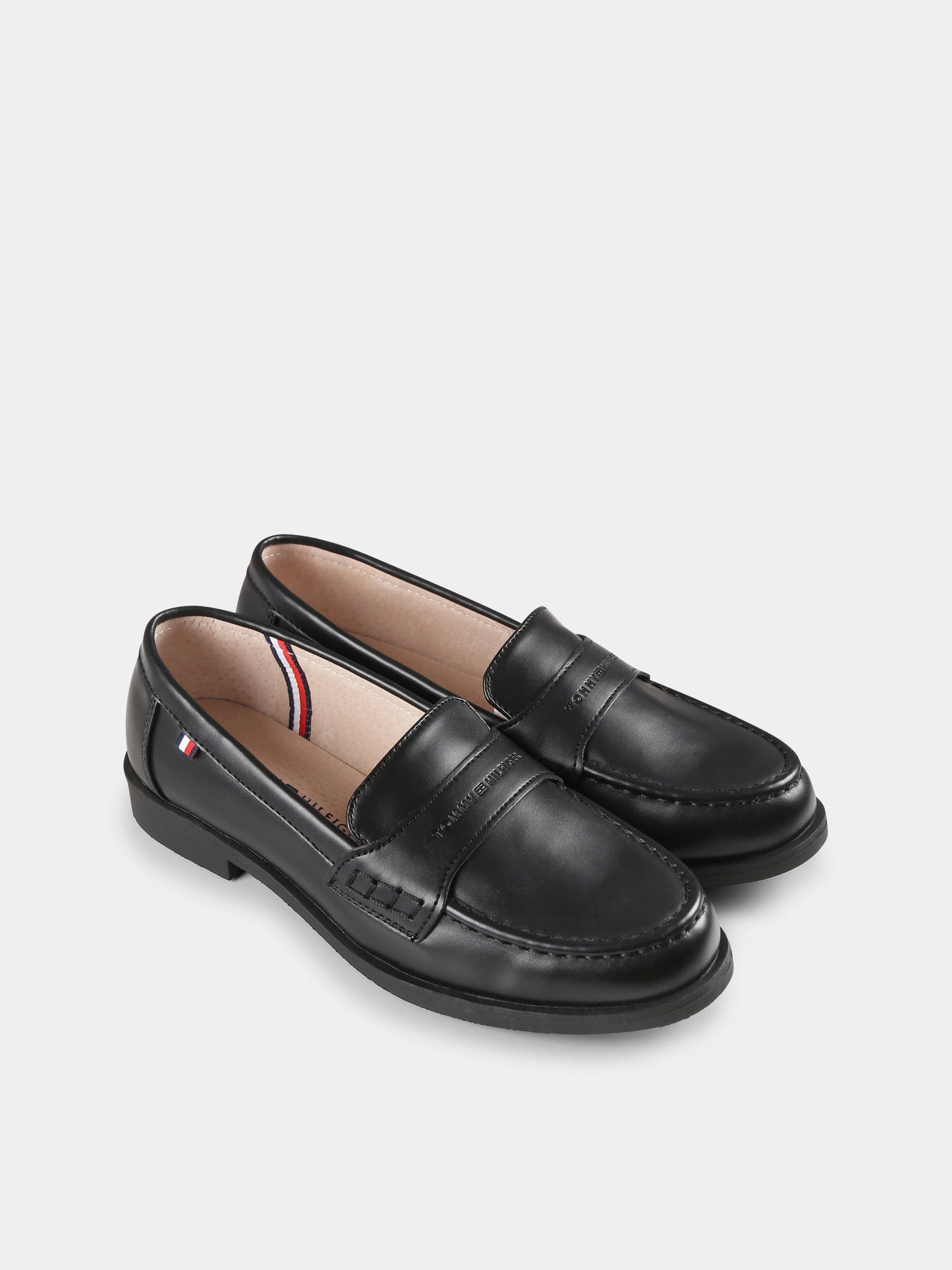 Mocassins noir pour garçon avec logo
