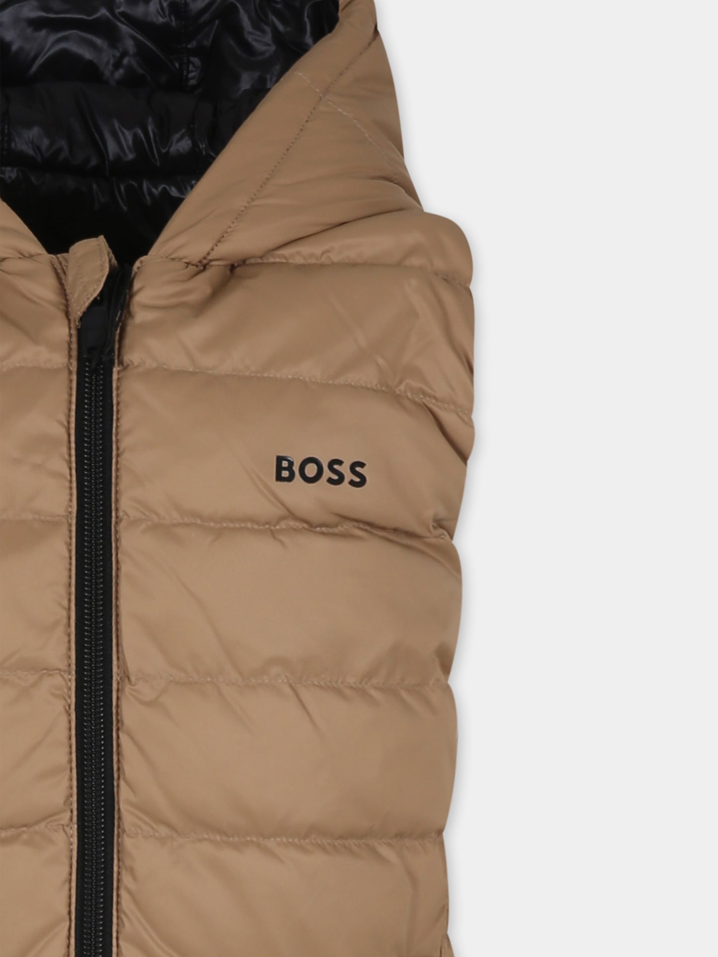 Gilet réversible beige pour garçon avec logo