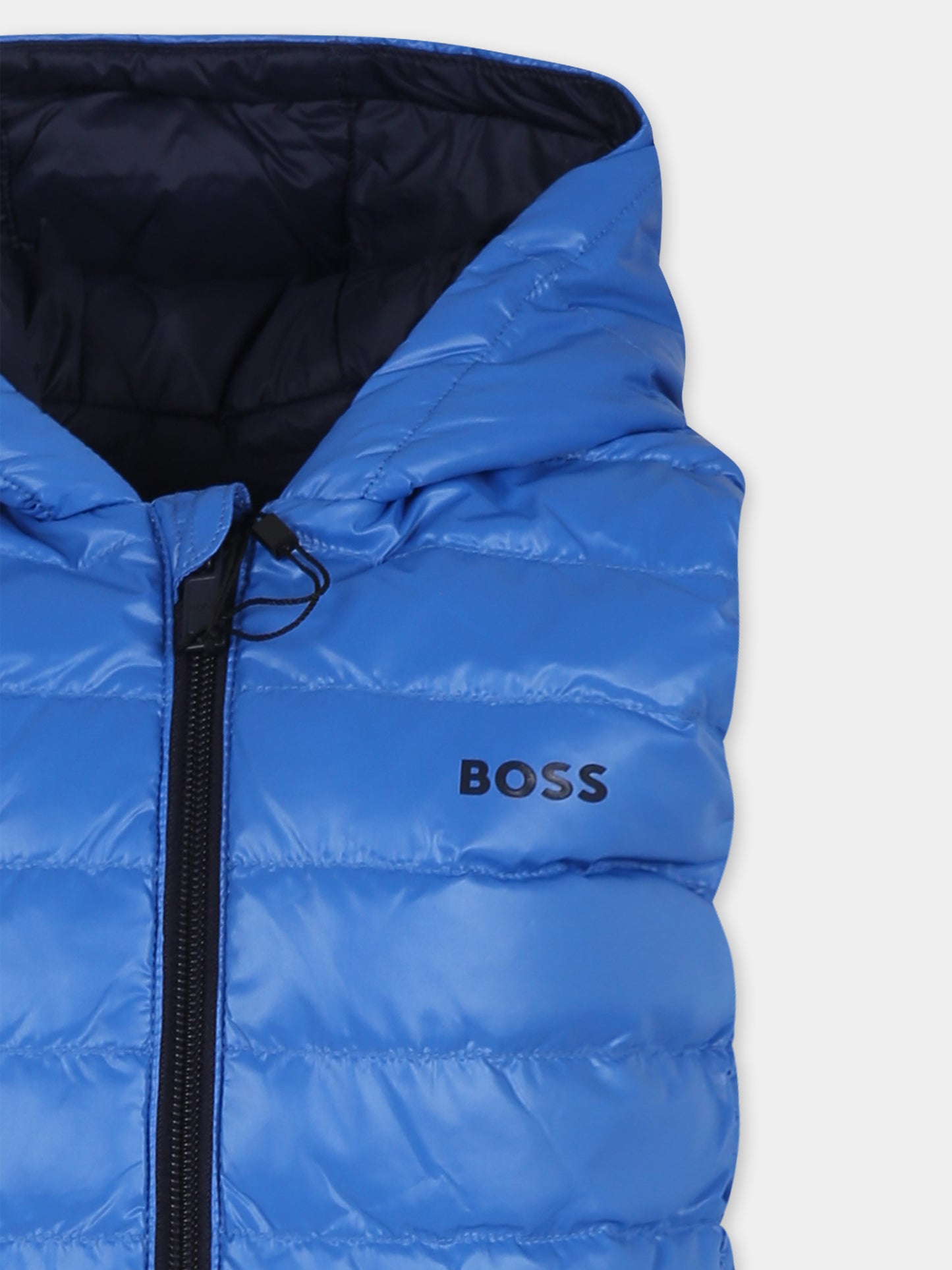 Gilet réversible bleu ciel pour garçon avec logo