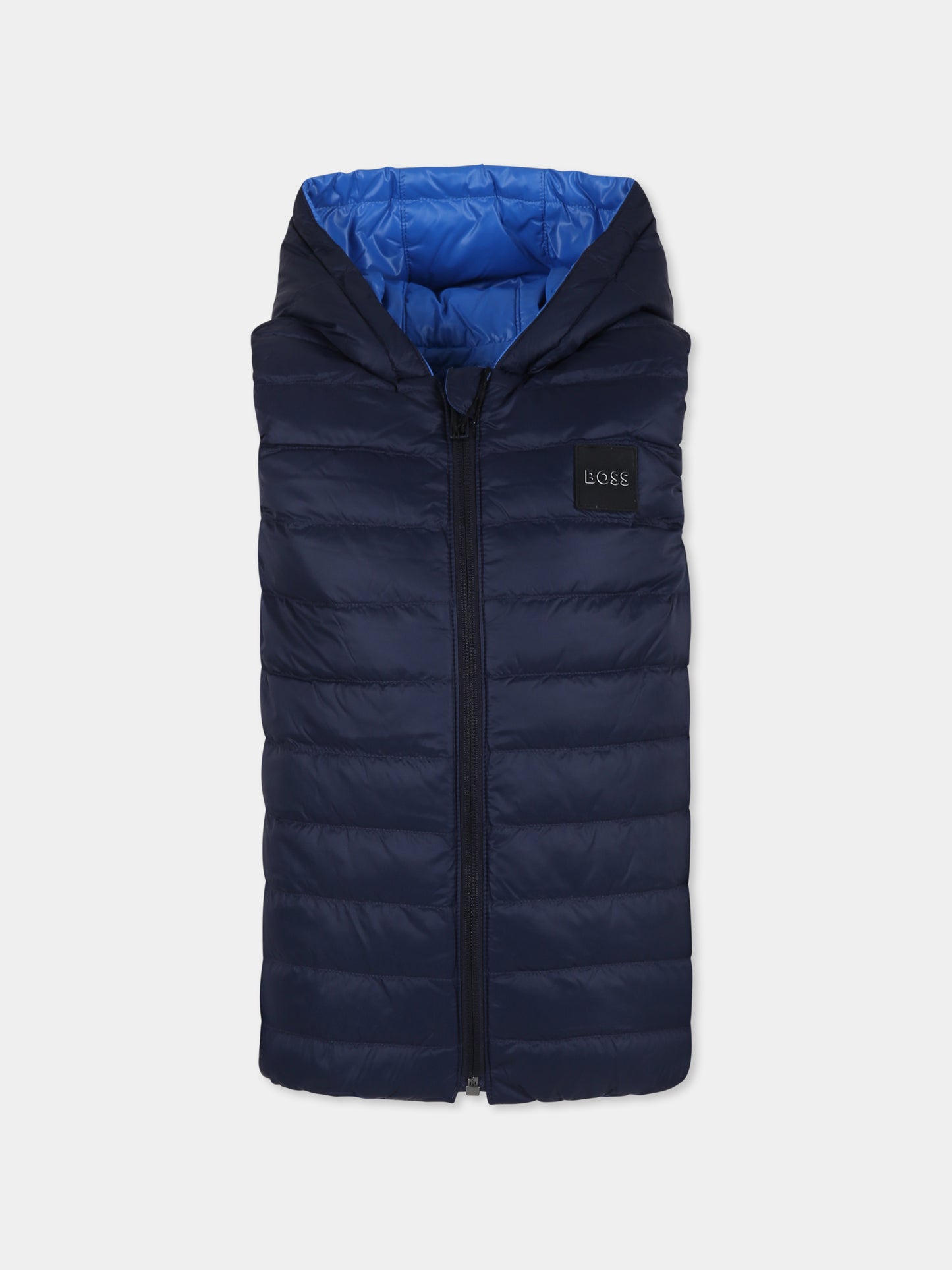 Gilet réversible bleu ciel pour garçon avec logo