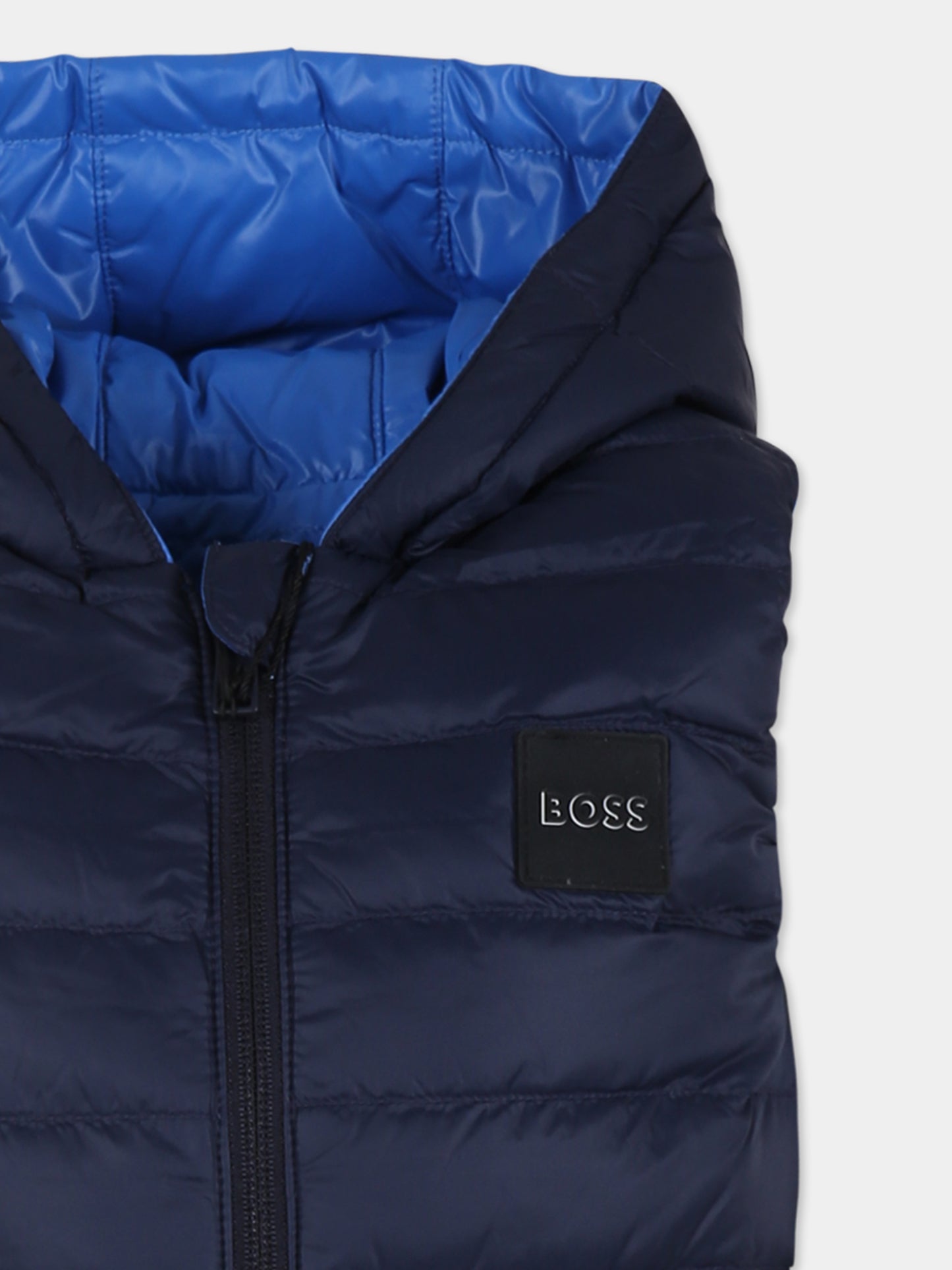 Gilet réversible bleu ciel pour garçon avec logo