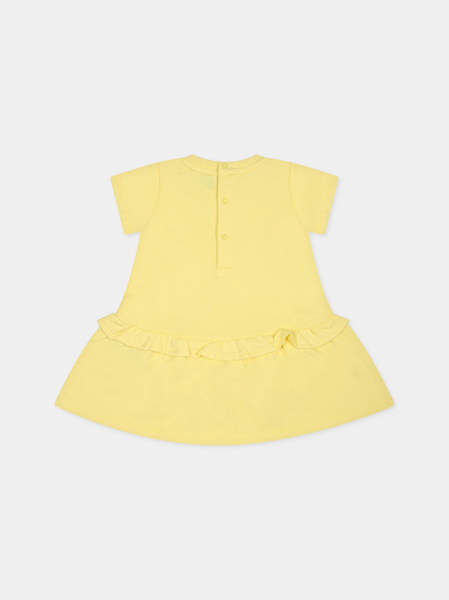 Robe jaune pour bébé fille avec Teddy Bear et logo