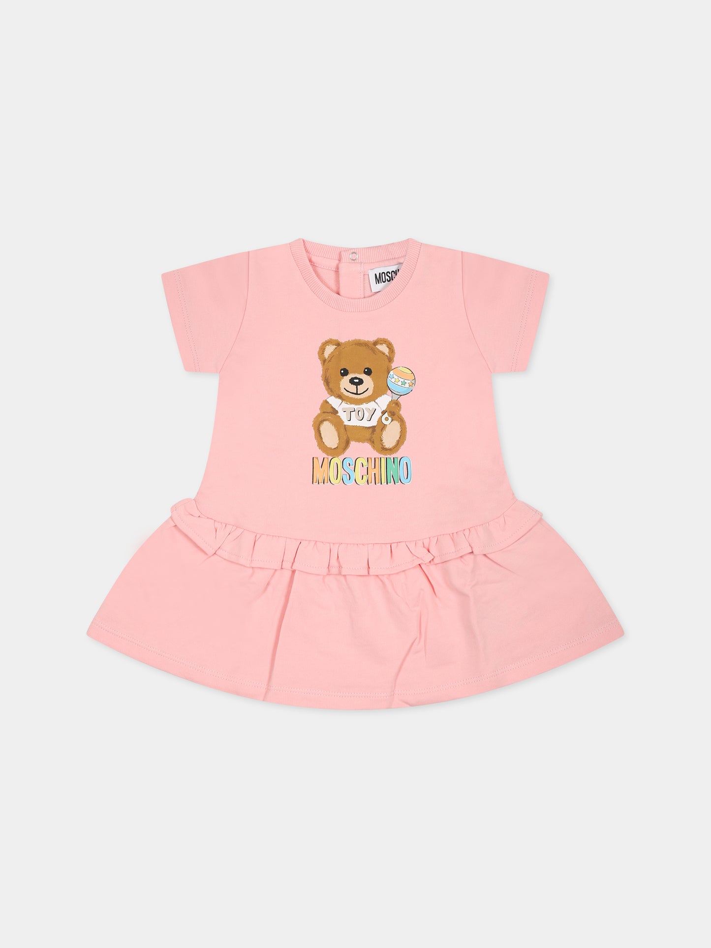 Robe rose pour bébé fille avec Teddy Bear et logo