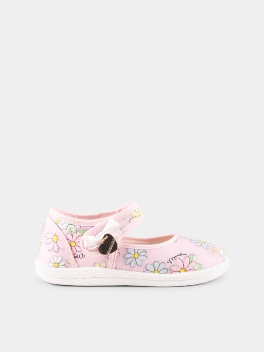 Ballerines roses pour fille avec marguerites