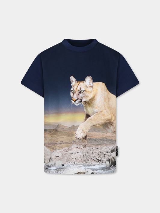 T-shirt bleu pour garçon avec imprimé puma