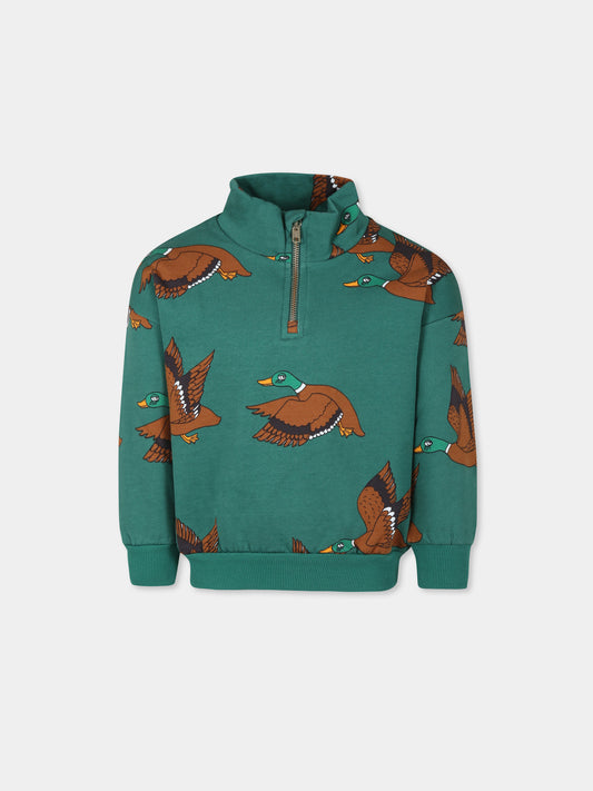 Sweat-shirt vert pour genfants avec canards