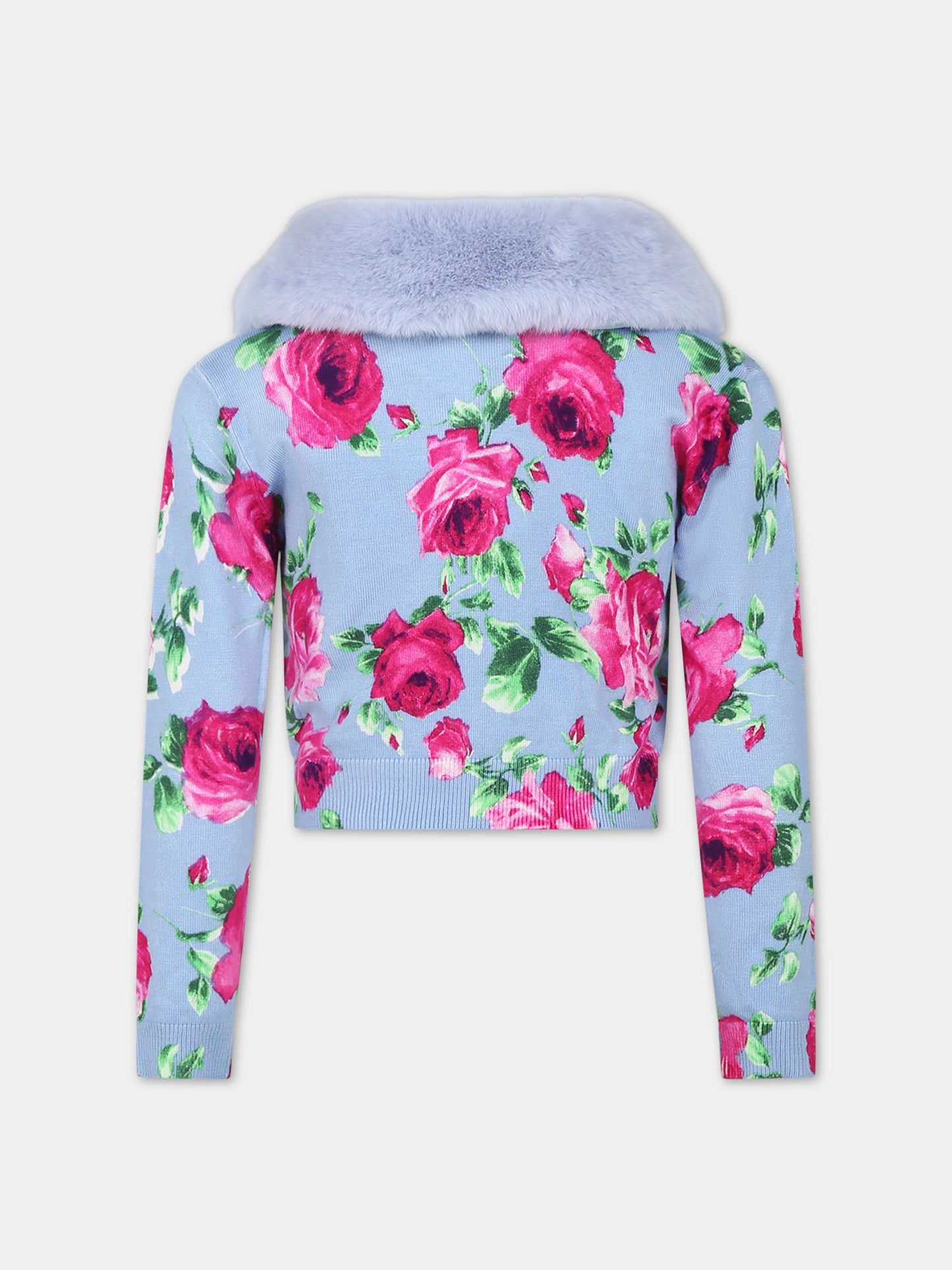 Cardigan bleu ciel pour fille avec logo