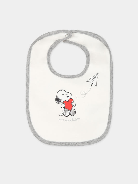 Bavoir blanc pour bébé enfants avec Snoopy