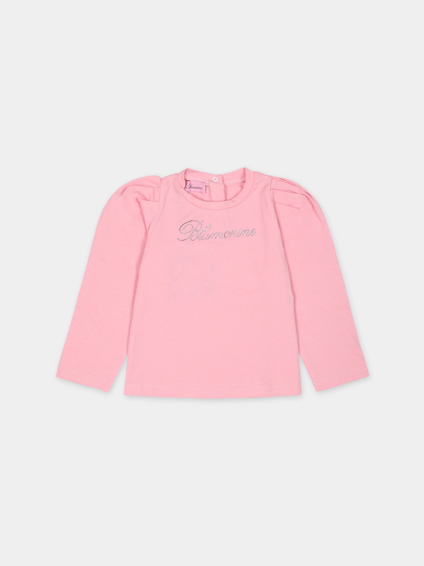 T-shirt rose pour bébé fille avec logo