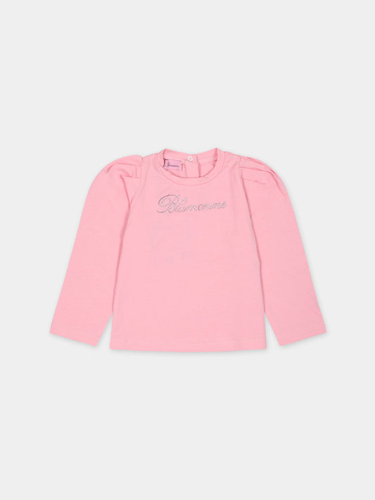 T-shirt rose pour bébé fille avec logo