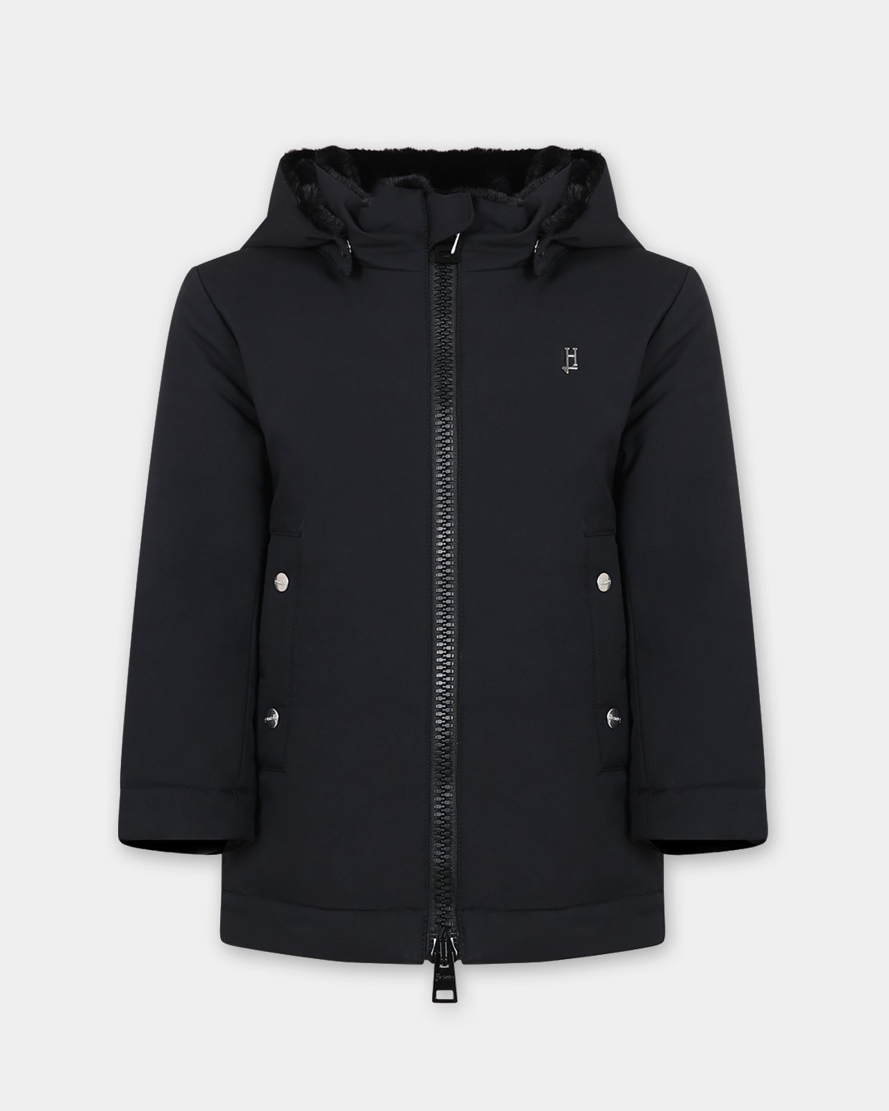 Parka noire pour garçon avec logo