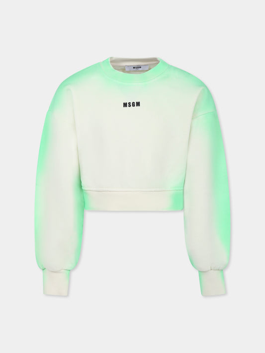 Sweat court vert pour fille avec logo